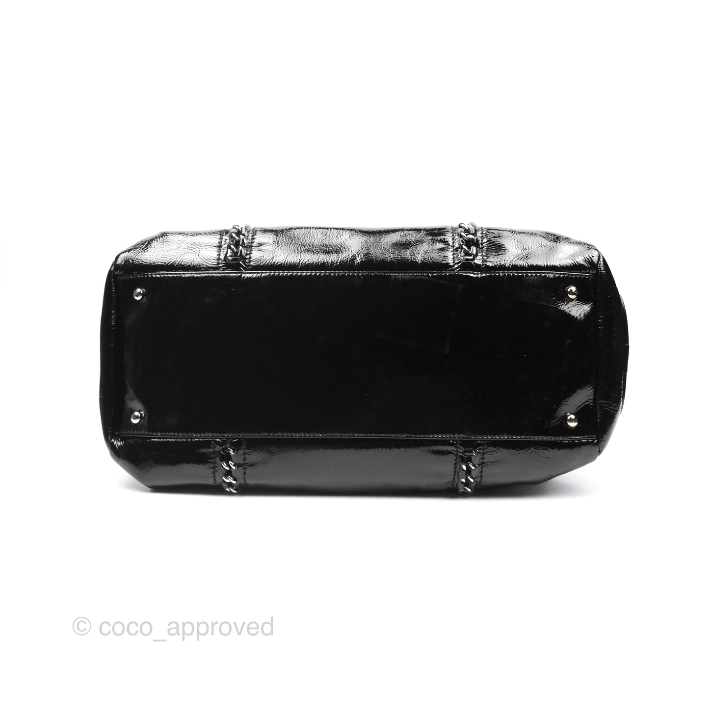 Chanel Bowling Tote Bag Black Glazed Calfskin Silver Hardware
