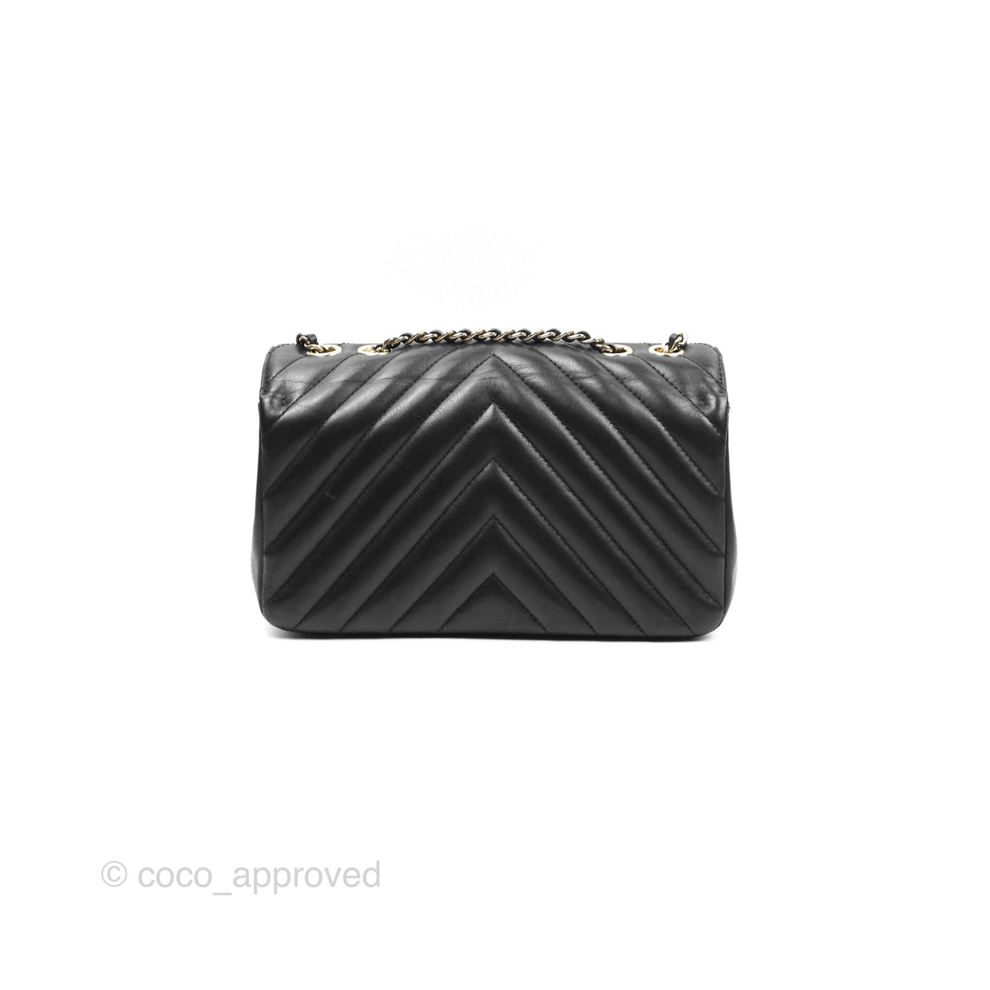 Chanel Small Statement Chevron Flap Bag Black Calfskin Gold Hardware