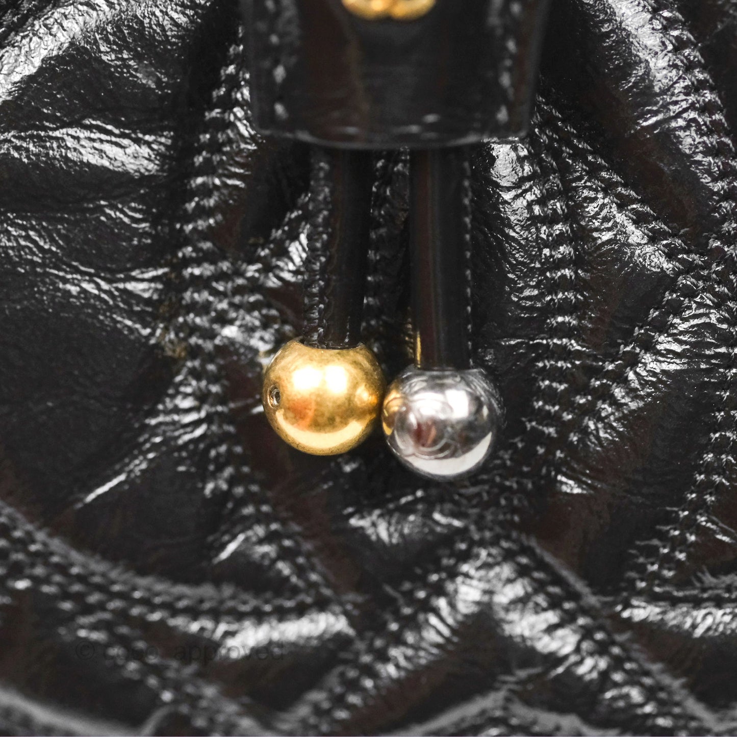 Chanel CC Drawstring Bucket Bag Black Shiny Aged Calfskin