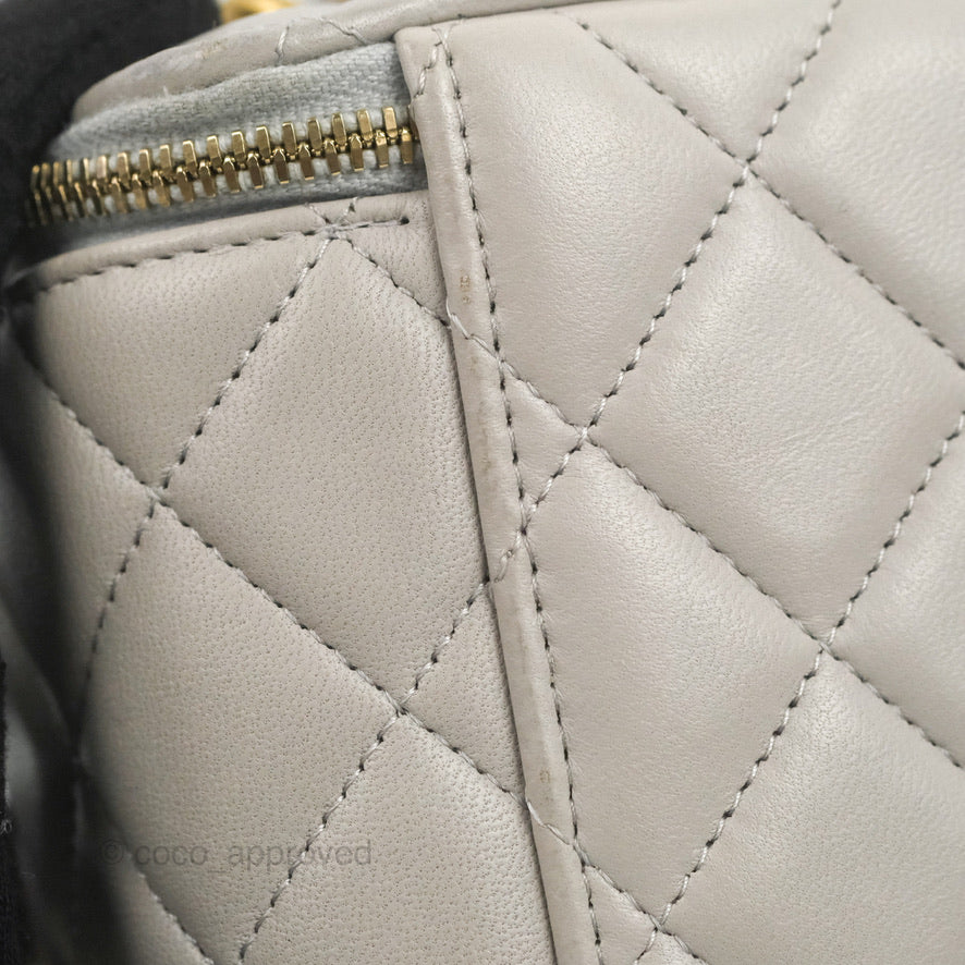 Chanel Vanity Rectangular Top Handle Grey Lambskin Gold Hardware