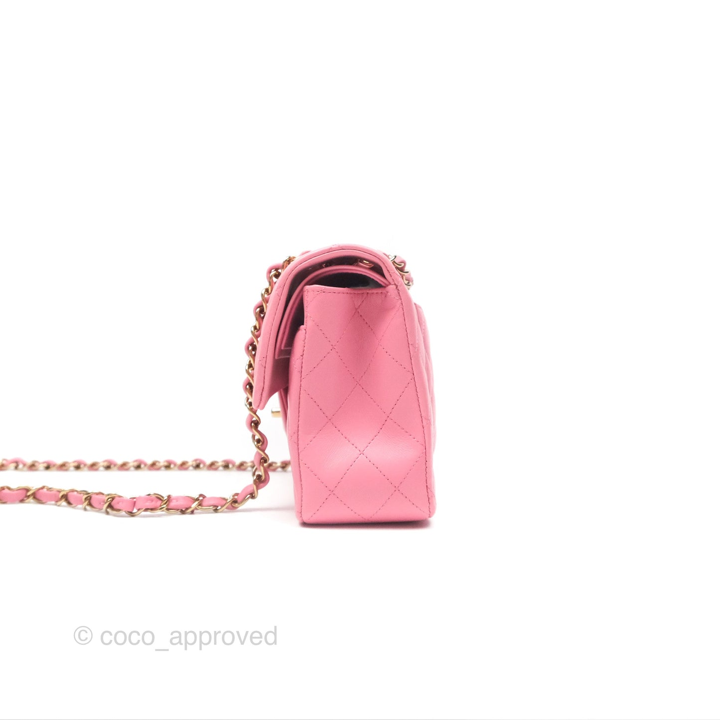 Chanel Small Classic Quilted Flap Pink Lambskin Gold Hardware