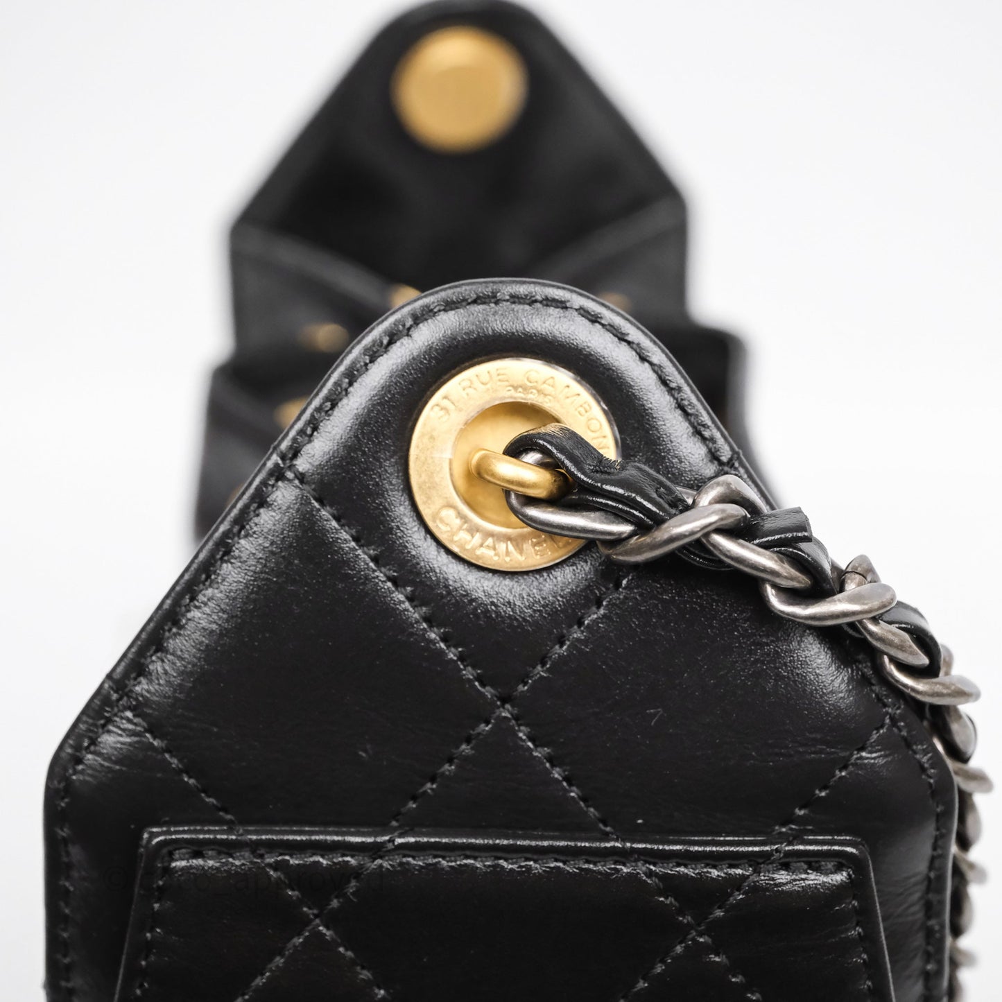 Chanel 25 Mini Black Shiny Crumpled Calfskin Mixed Hardware