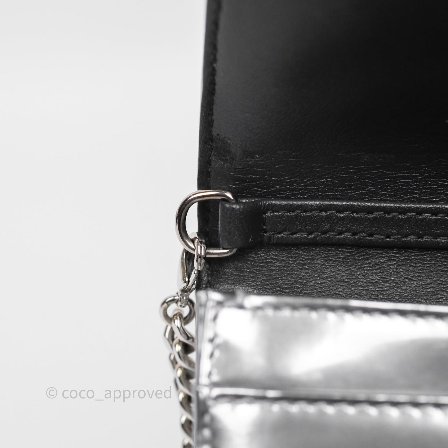 Christian Dior Diorama Wallet on Chain Metallic Silver
