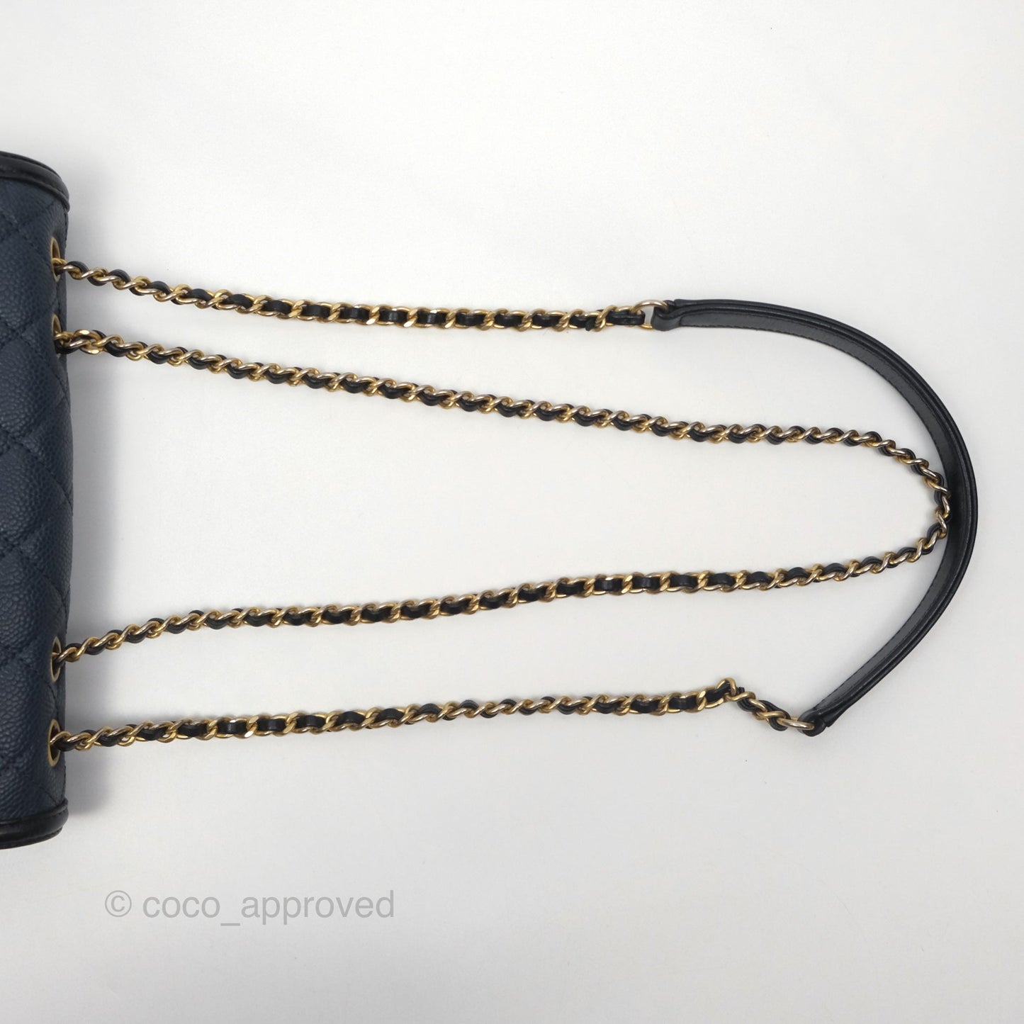 Chanel Small CC Filigree Flap Quilted Navy Black Caviar Aged Gold Hardware