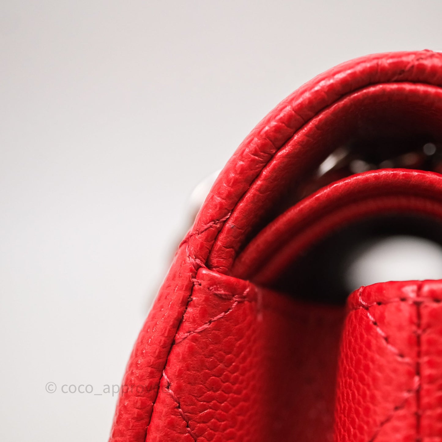 Chanel Small Classic Flap Quilted Red Caviar Silver Hardware
