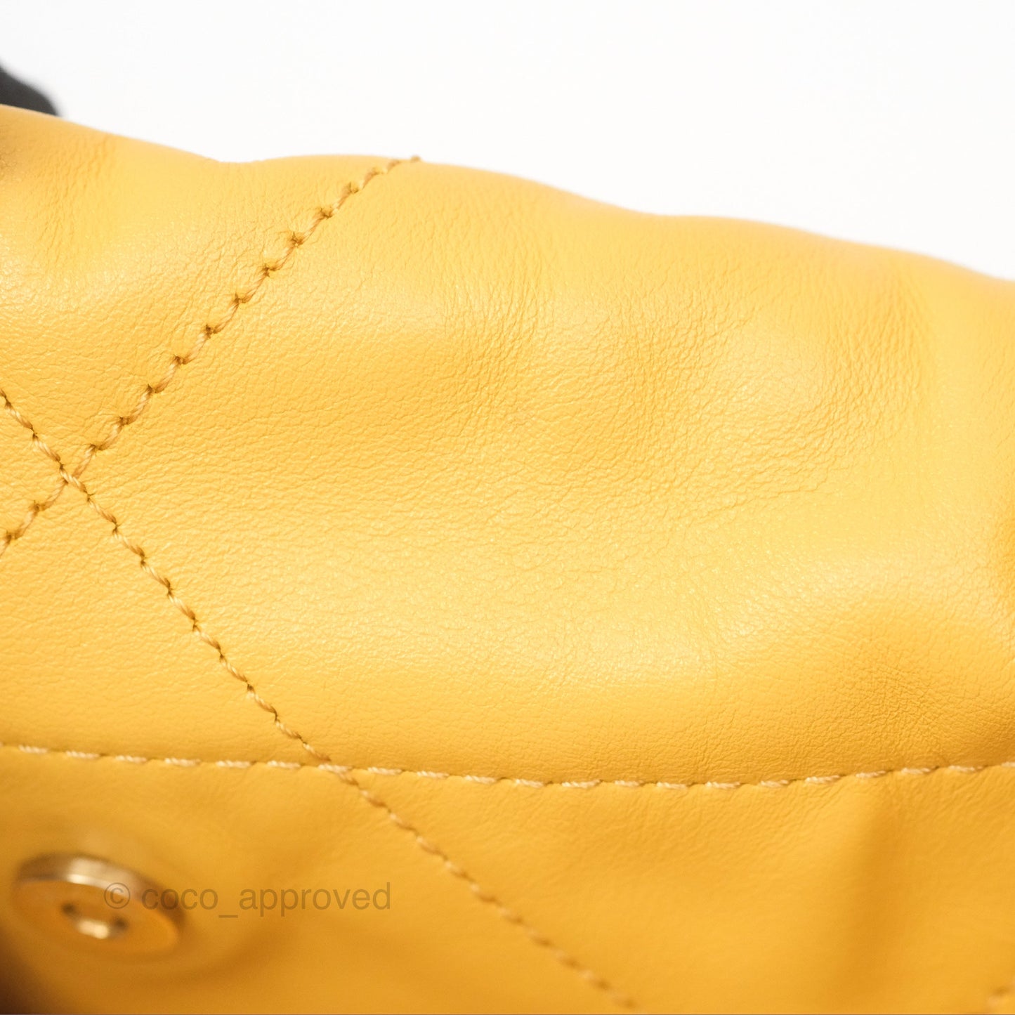 Chanel 22 Small Mustard Yellow Shiny Aged Calfskin Aged Gold Hardware