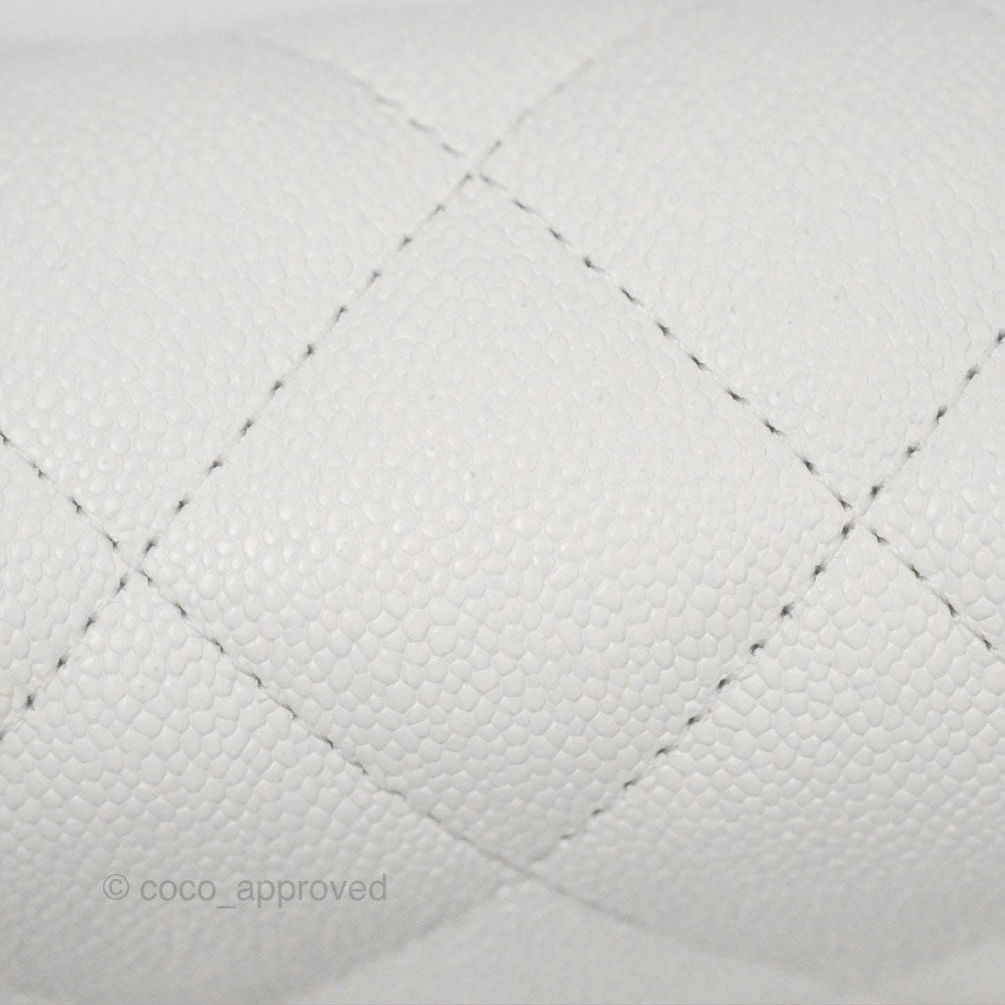Chanel Large Flap Bag Heart Adjustable Chain White Caviar Aged Gold Hardware