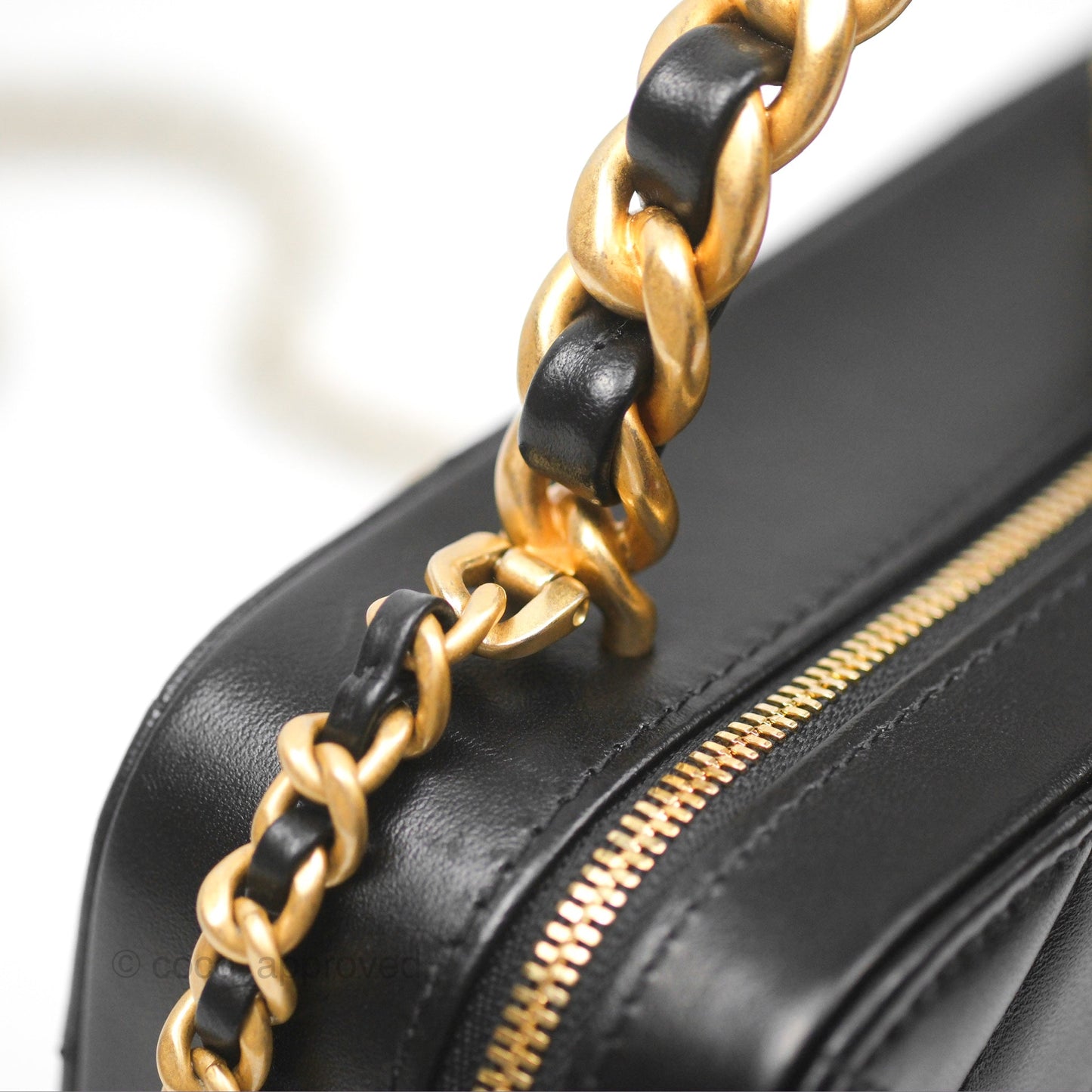 Chanel Top Handle Vanity Case Black Lambskin Aged Gold Hardware 22A
