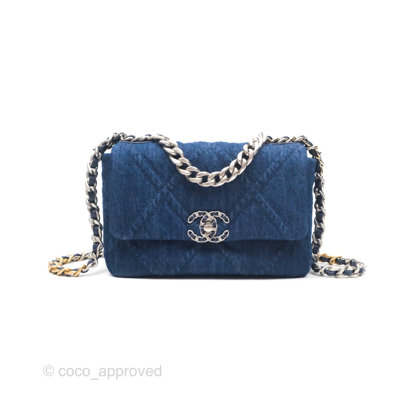 Chanel 19 Small Denim Fabric Mixed Hardware 22P