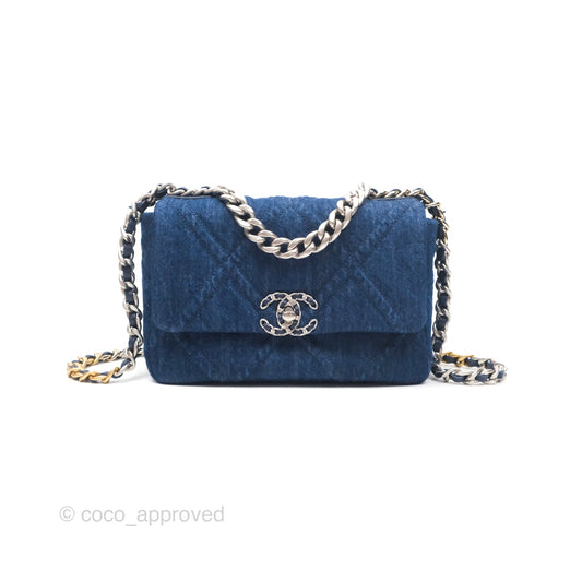 Chanel 19 Small Denim Fabric Mixed Hardware 22P