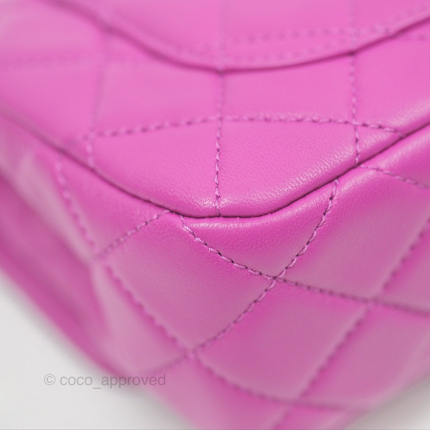 Chanel Mini Rectangular Pearl Crush Quilted Purple Lambskin Aged Gold Hardware