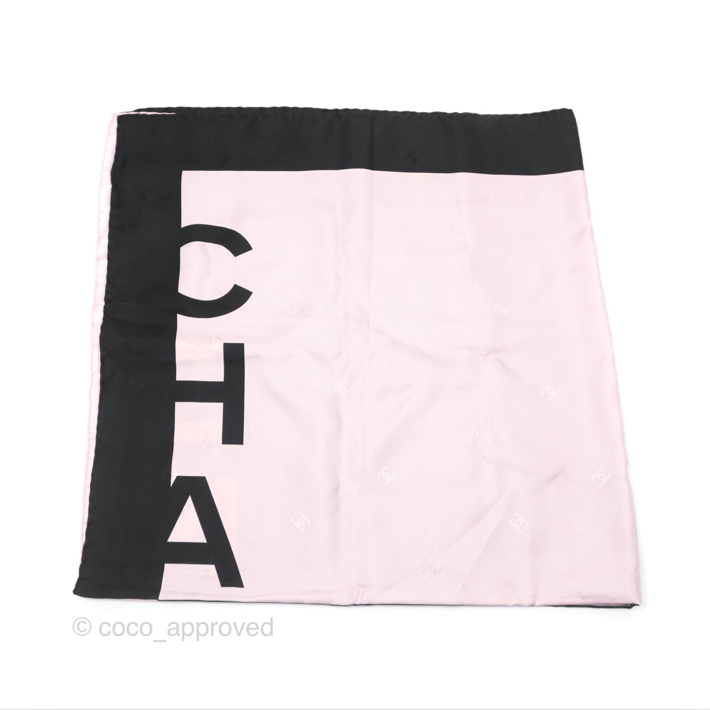 Chanel Logo Black/Pink Silk Scarf 90
