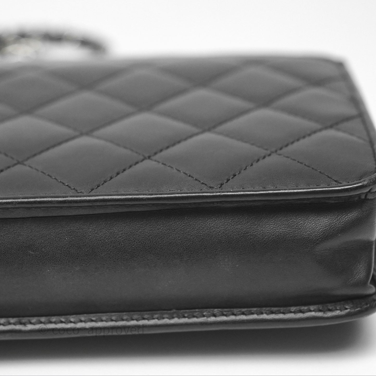 Chanel Quilted Wallet on Chain WOC Cambon Black Calfskin Silver Hardware