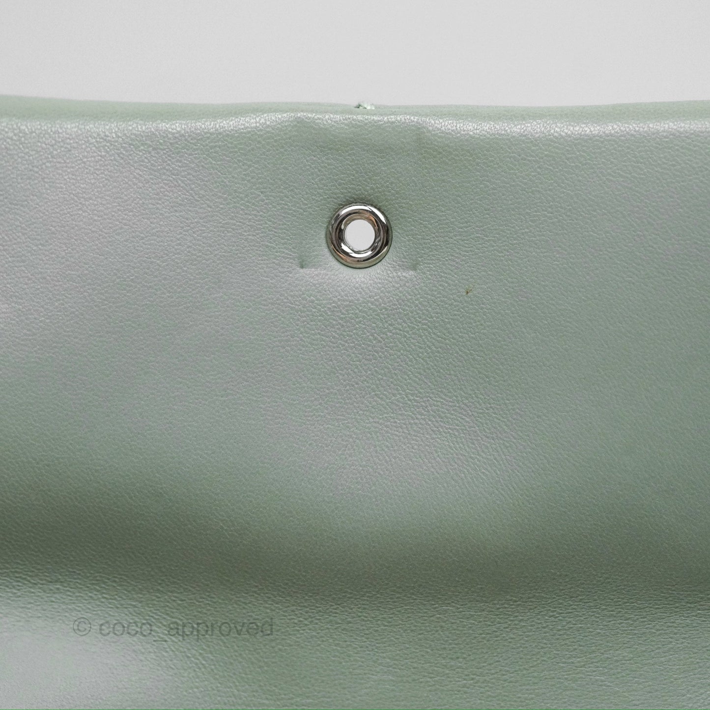 Chanel CC East West Flap Bag Lambskin Mint Green Silver Hardware