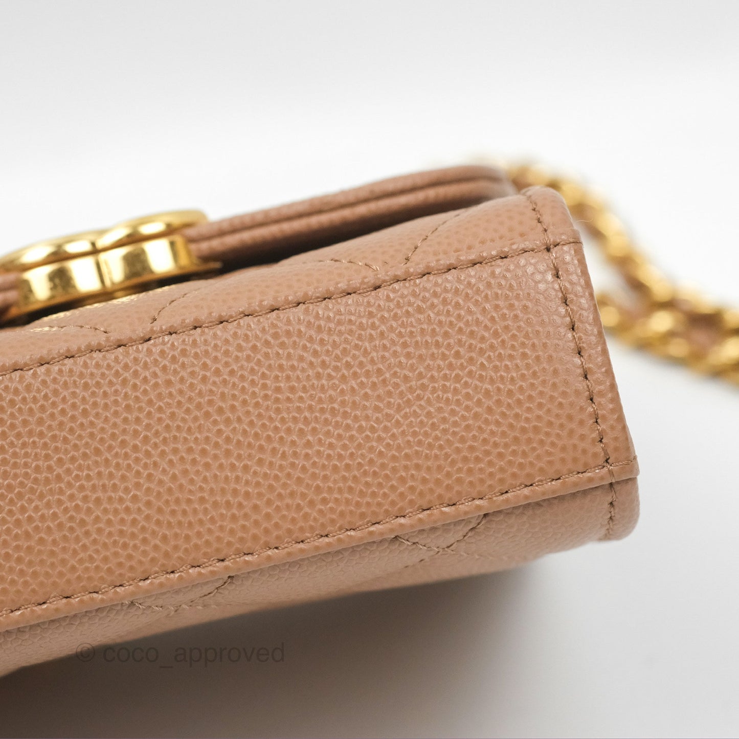 Chanel CC Chain Clutch with Chain Beige Caviar Gold Hardware
