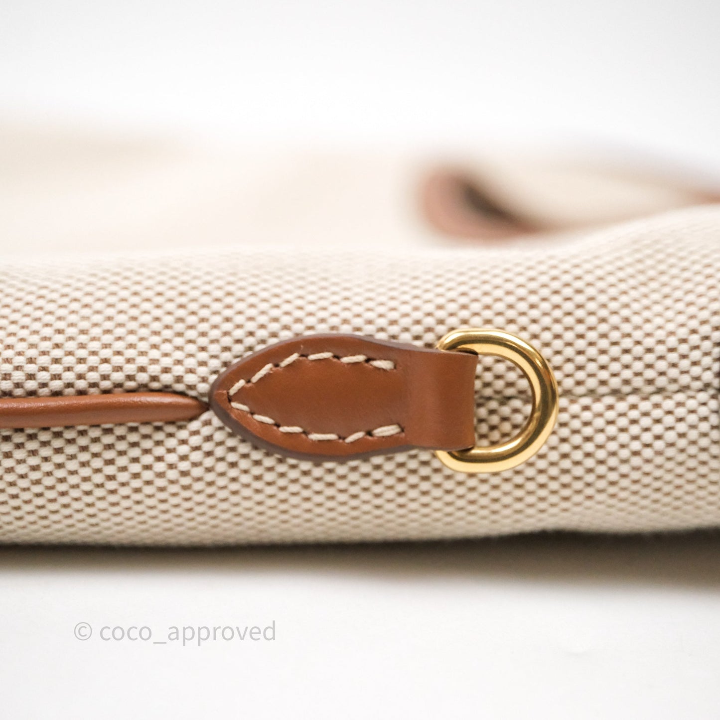 Miu Miu Ivy Tote Bag Canvas Beige/Brandy