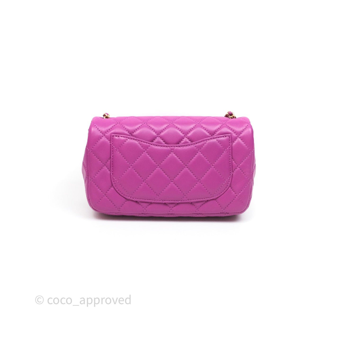 Chanel Mini Rectangular Pearl Crush Quilted Purple Lambskin Aged Gold Hardware