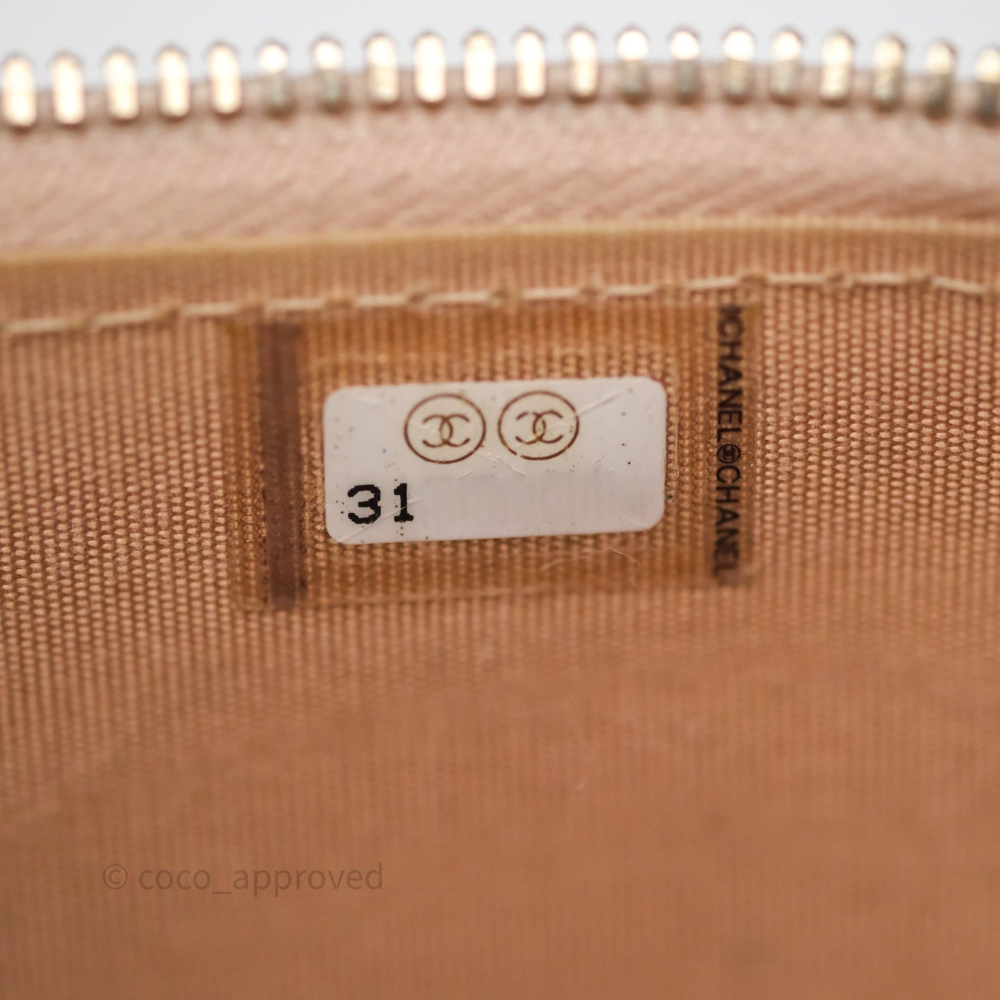 Chanel Vanity Rectangular Top Handle Beige Lambskin Aged Gold Hardware