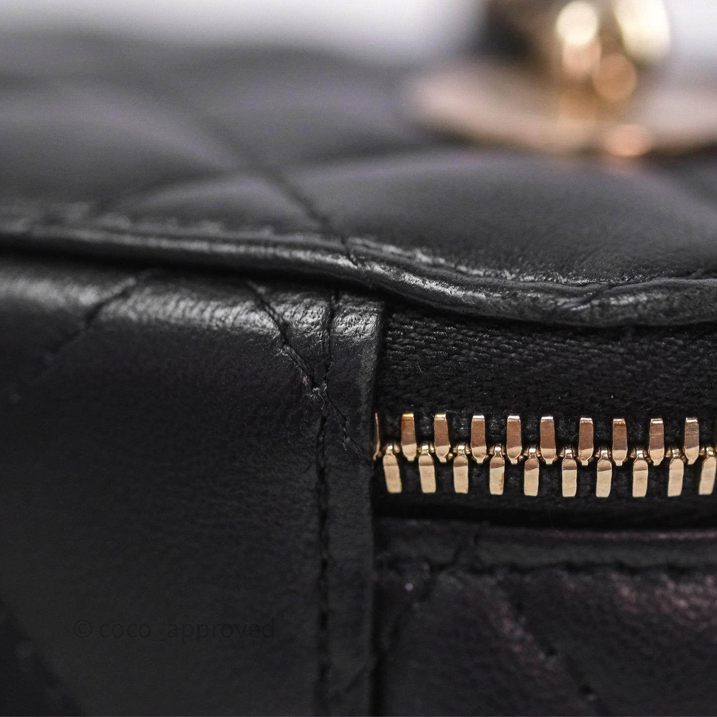 Chanel Mini Vanity With Pearl Chain Black Lambskin Gold Hardware
