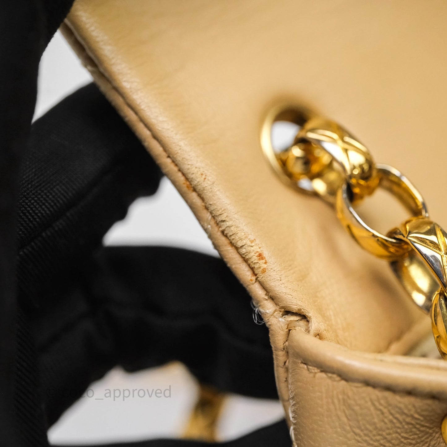 Chanel Vintage Mini Flap Bag Beige Lambskin Gold Hardware