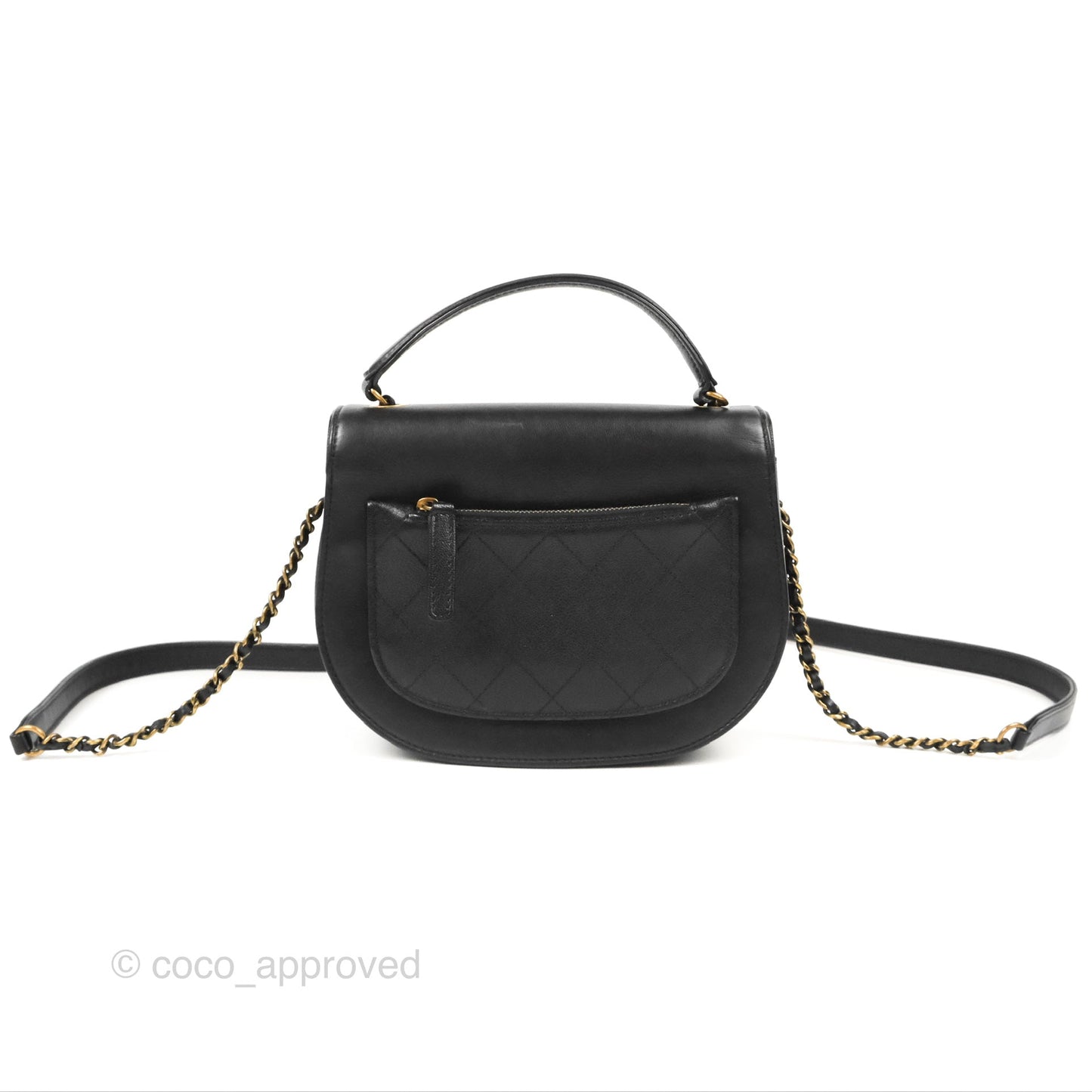 Chanel Small Coco Curve Flap Black Goatskin Antique Gold Hardware
