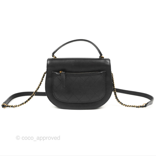 Chanel Small Coco Curve Flap Black Goatskin Antique Gold Hardware