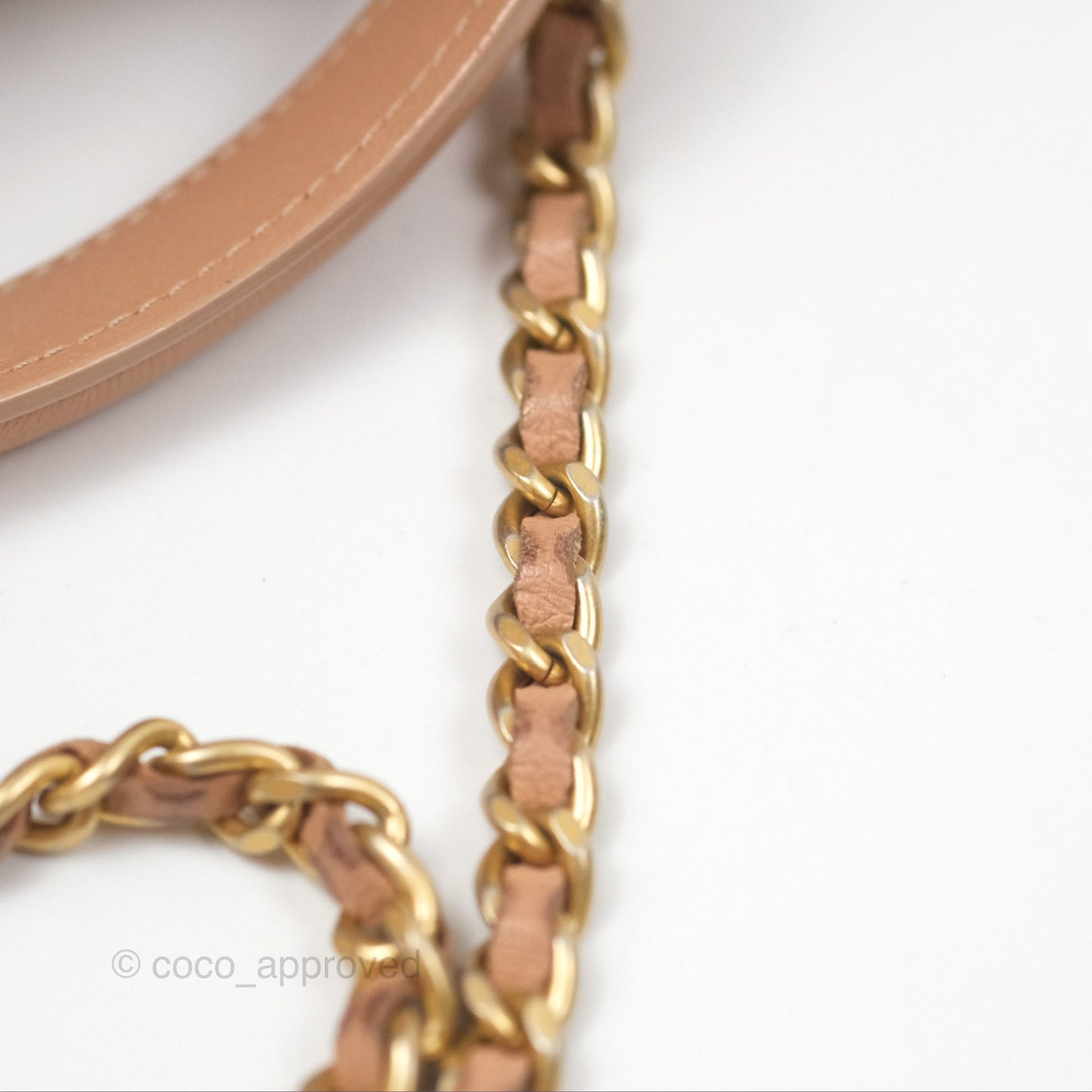 Chanel Vanity Rectangular Top Handle Beige Lambskin Aged Gold Hardware