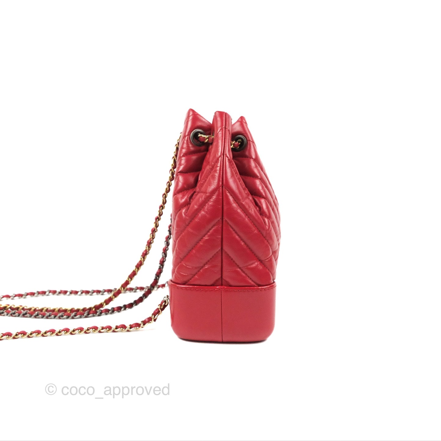Chanel Small Chevron Gabrielle Backpack Dark Pink Aged Calfskin