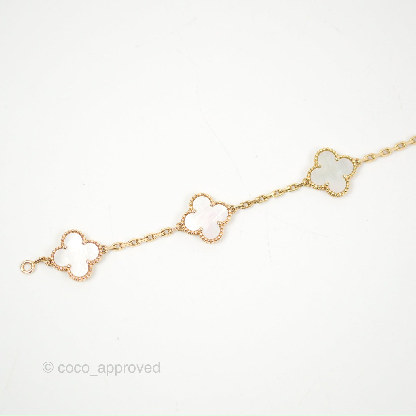 Van Cleef & Arpels Vintage Alhambra 5 Motifs White Mother-of-pearl Yellow Gold Bracelet