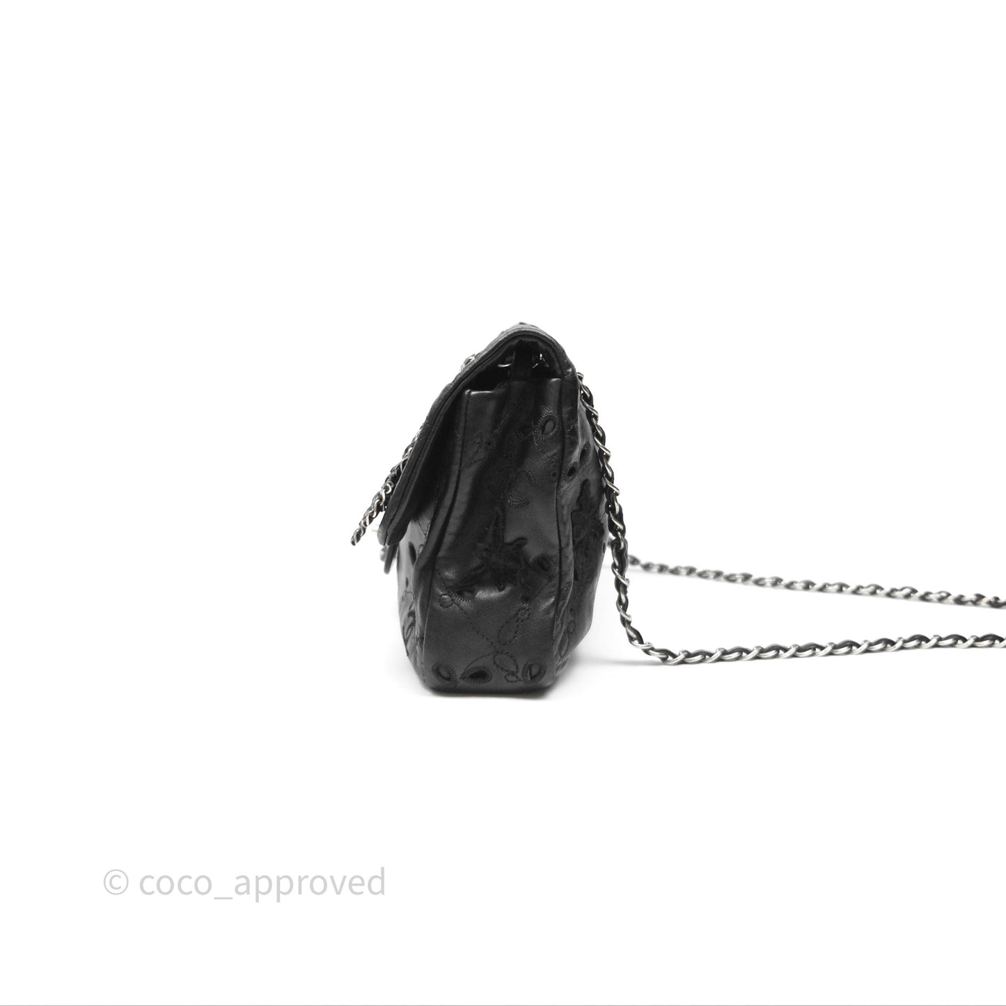 Chanel Embroidered Butterfly Flap Black Lambskin Ruthenium Hardware