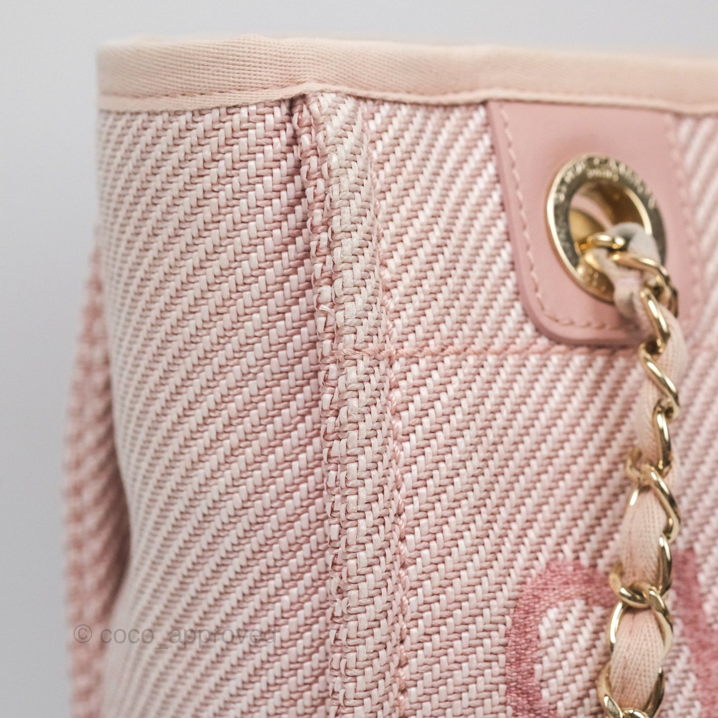 Chanel Small Vertical Deauville Canvas Pink Gold Hardware