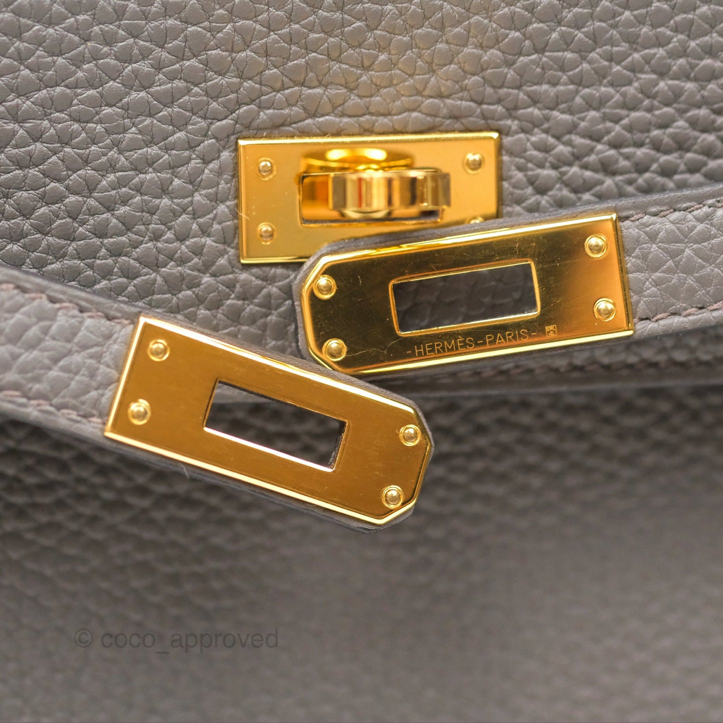 Hermès Retourne Kelly 25 Gris Etain 8F Togo Gold Hardware