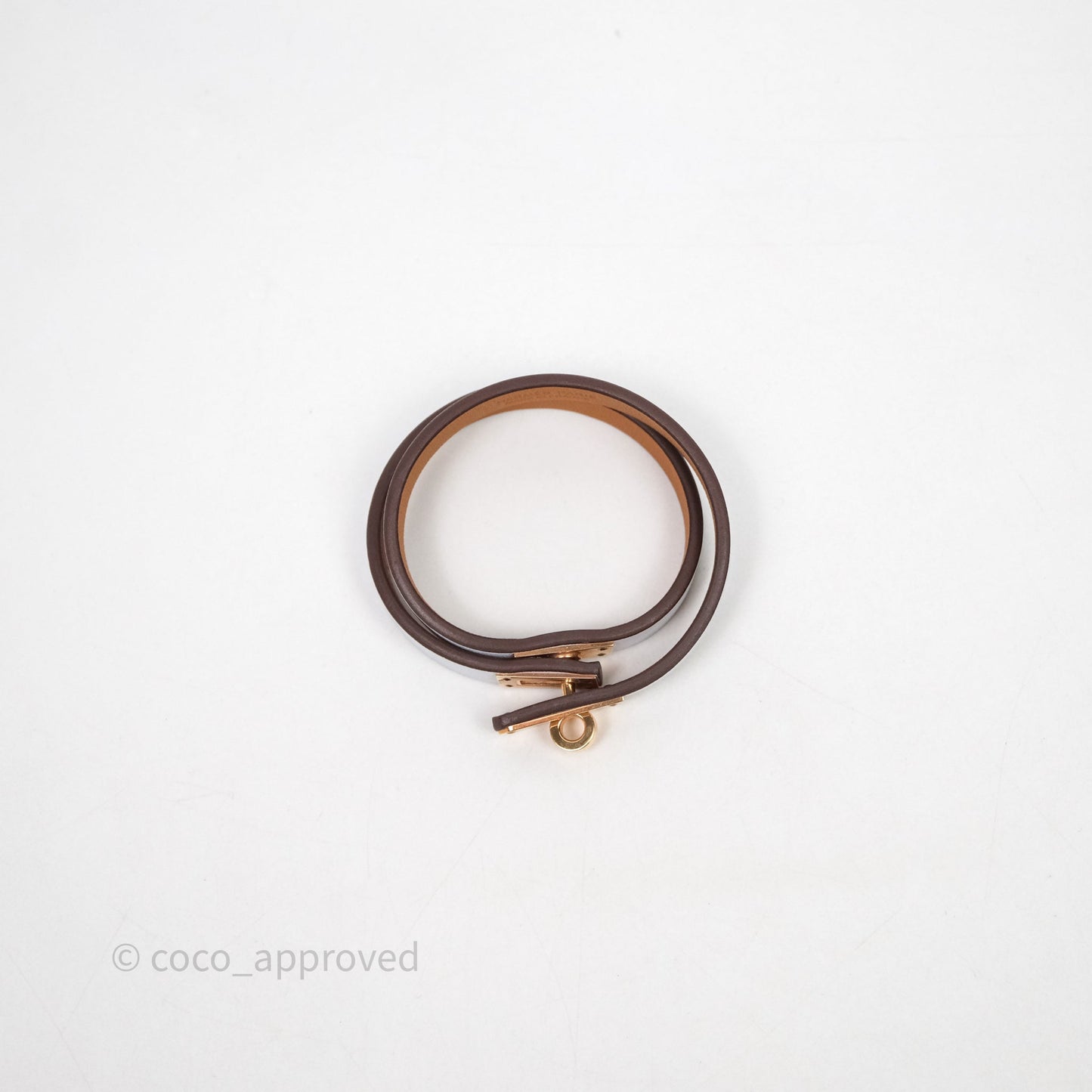 Hermès Kelly Double Tour Bracelet Blue Brume Swift Rose Gold Hardware