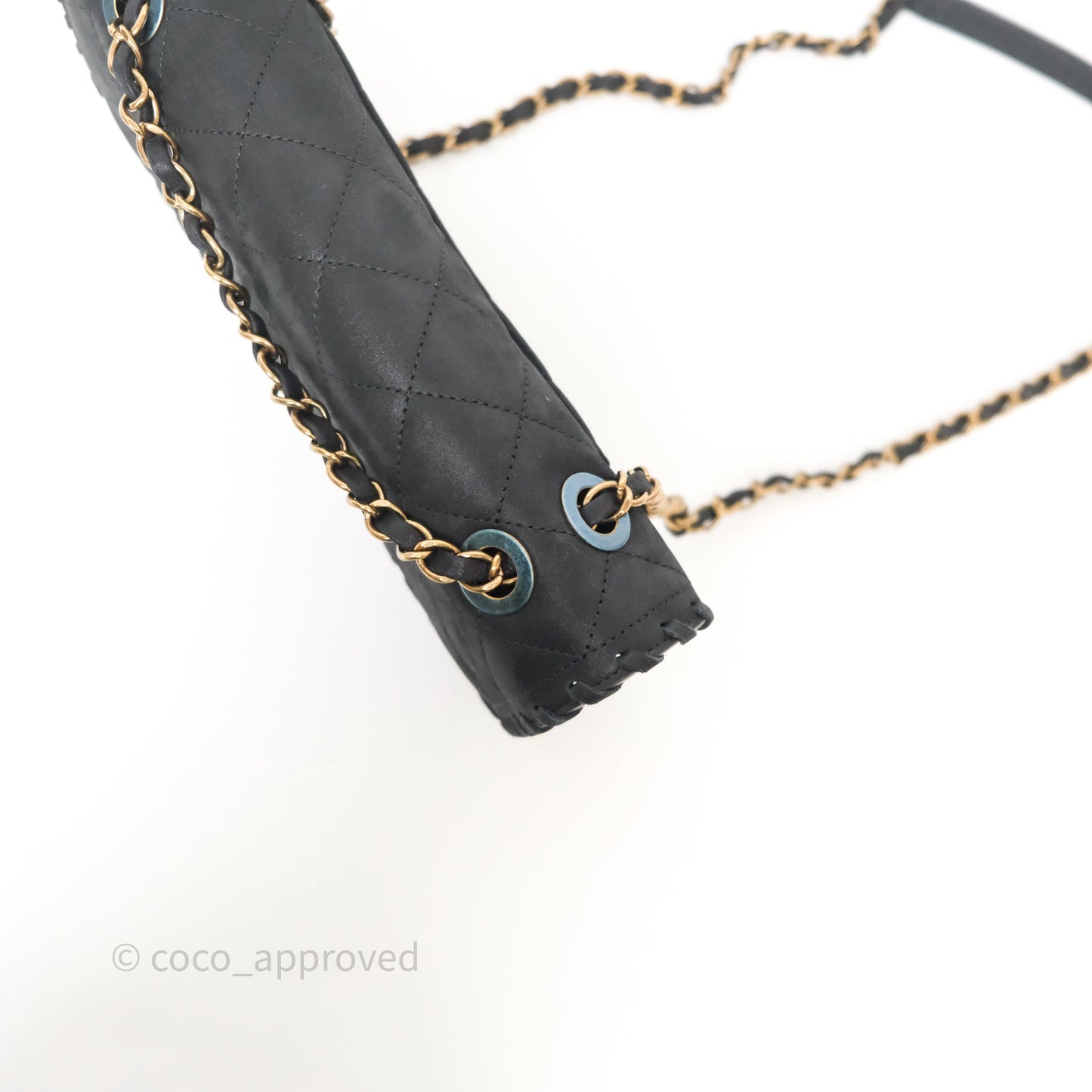 Chanel Braided Flap Bag Black Nubuck Aged Gold Hardware