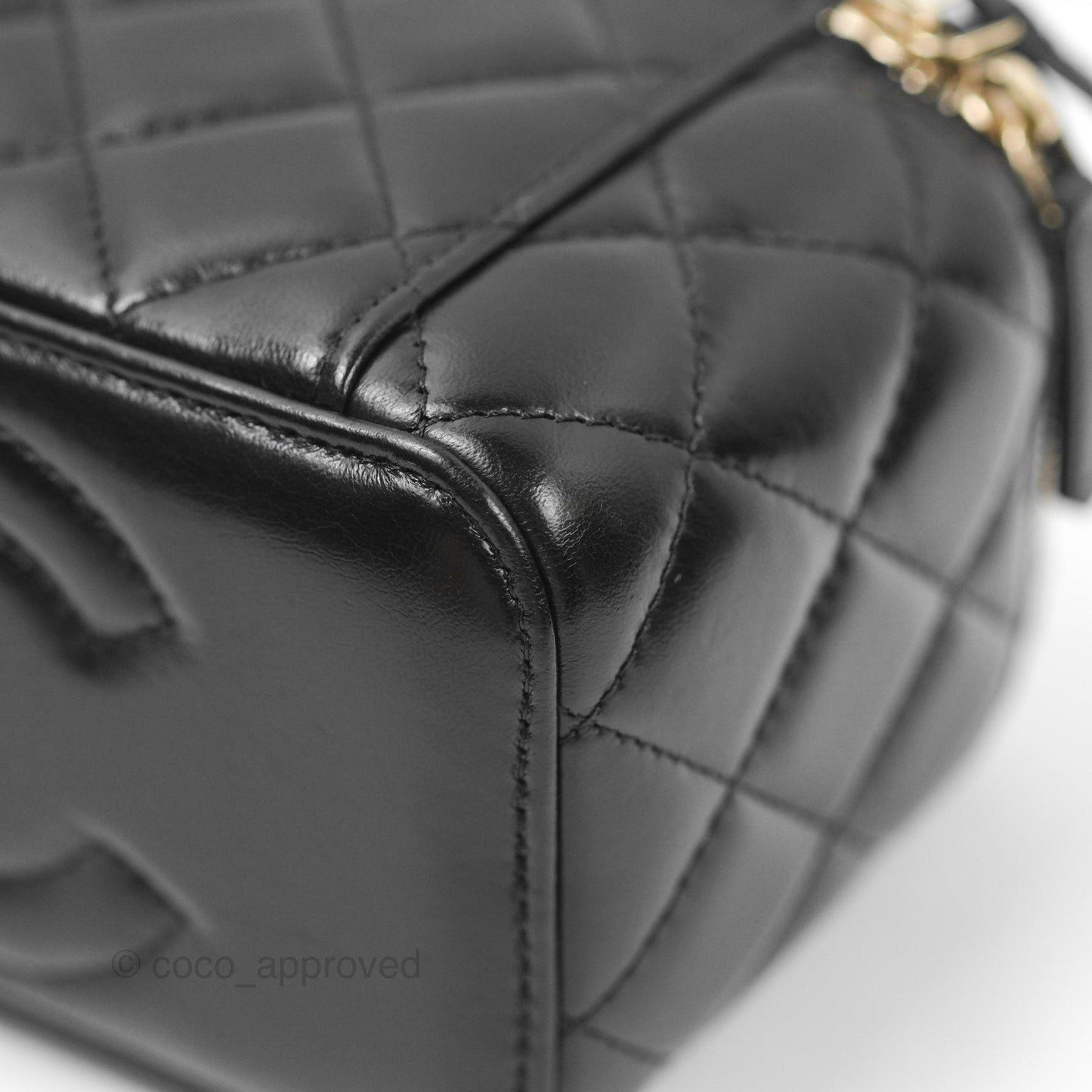 Chanel Vanity with Adjustable Chain Black Lambskin Aged Gold Hardware