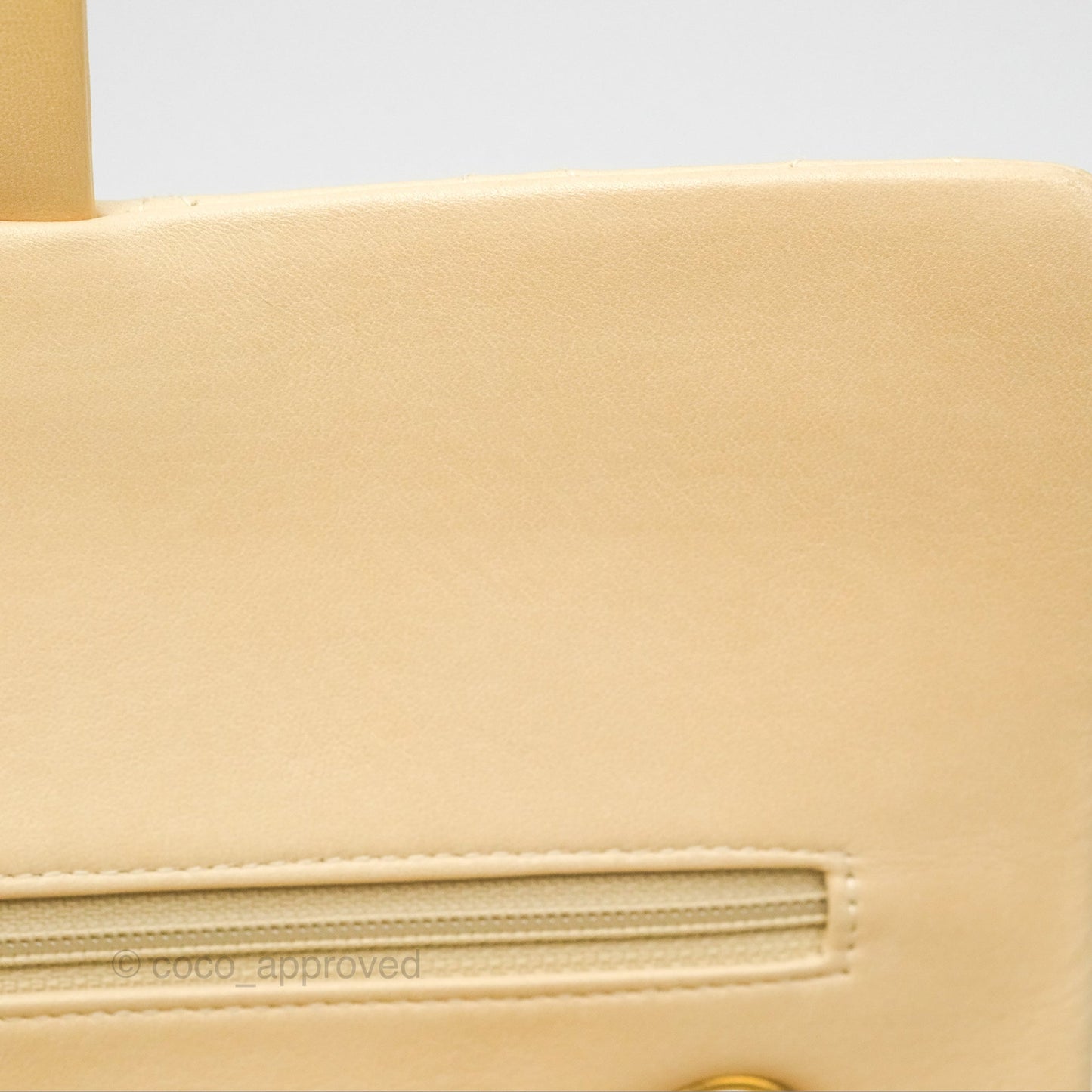 Chanel Vintage Medium Classic Flap Beige Lambskin 24K Gold Hardware
