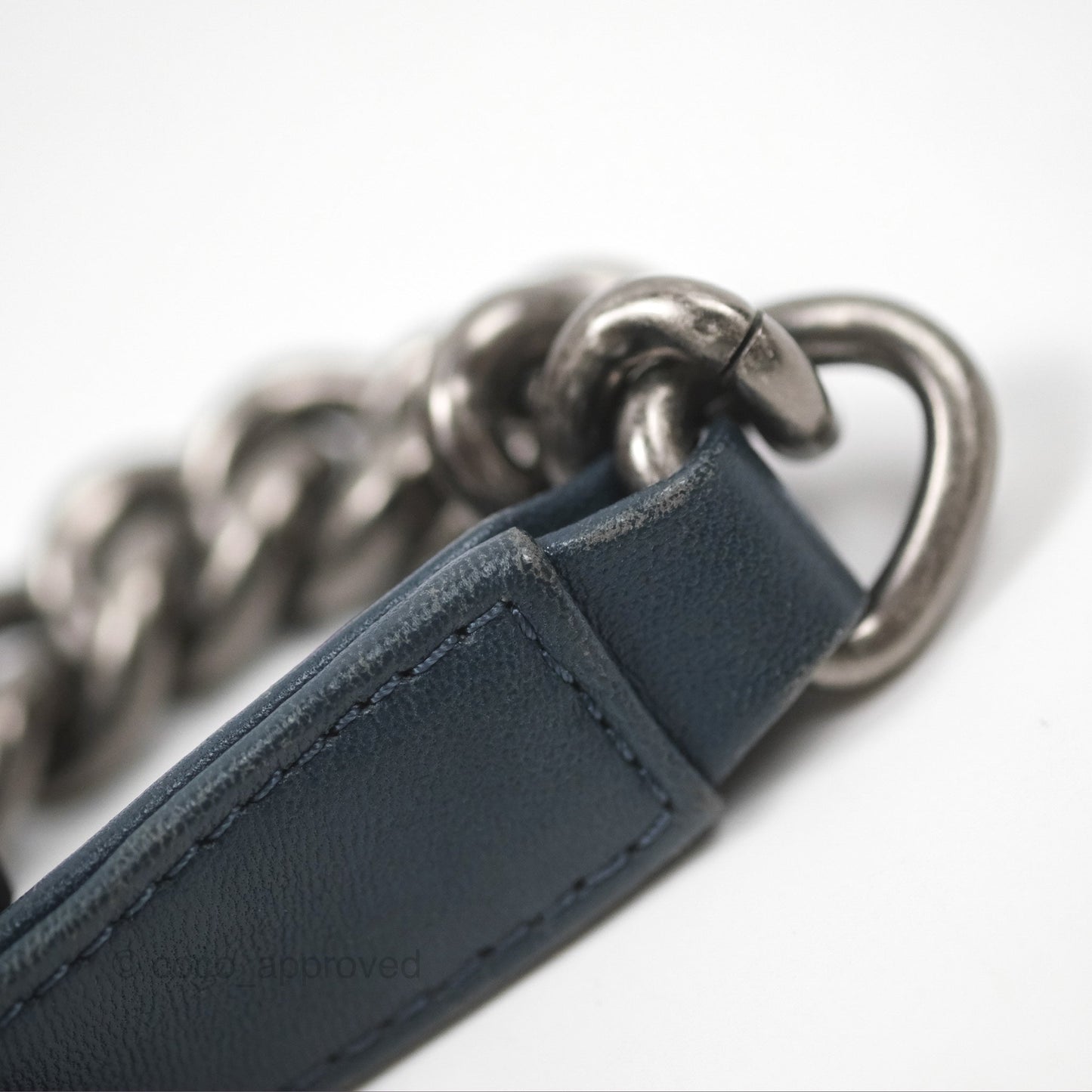 Chanel Medium Chevron Boy Washed Denim Ruthenium Hardware