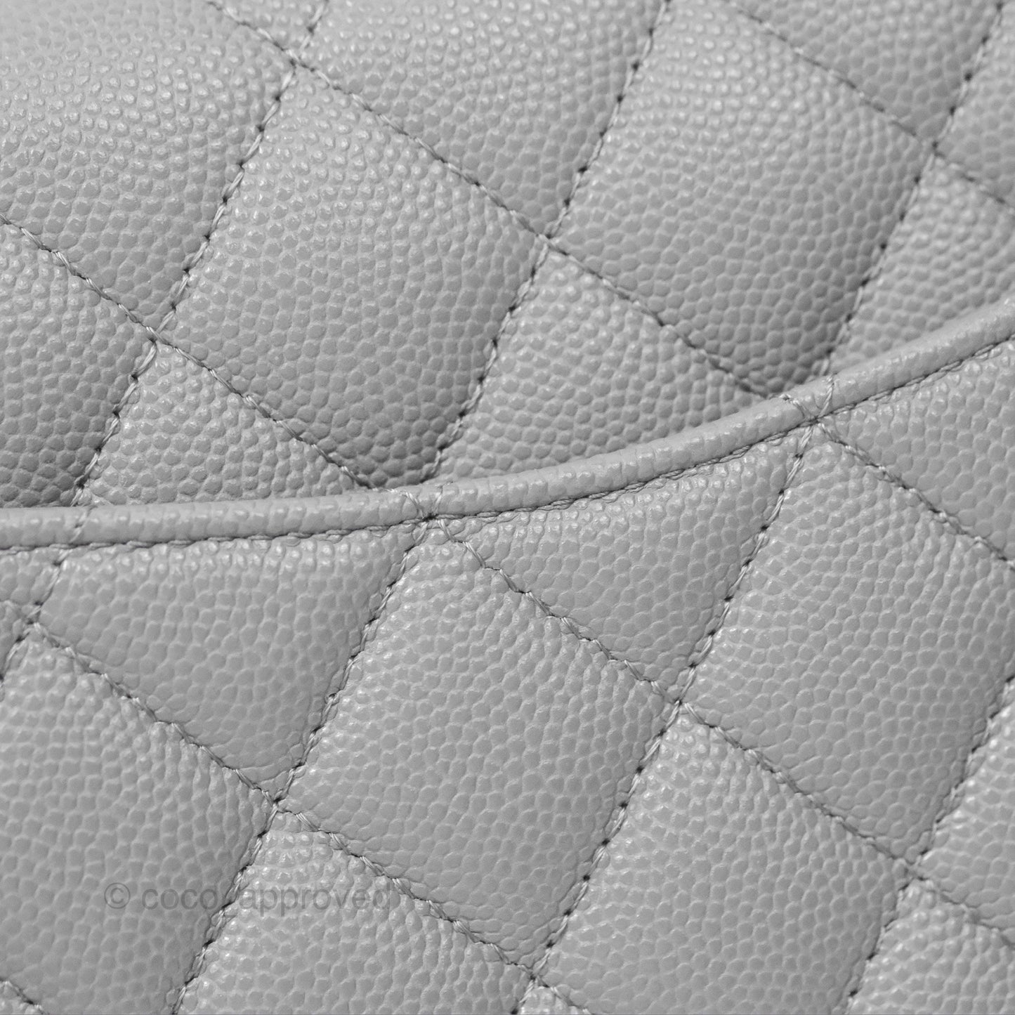 Chanel Small Classic Quilted Flap Grey Caviar Gold Hardware