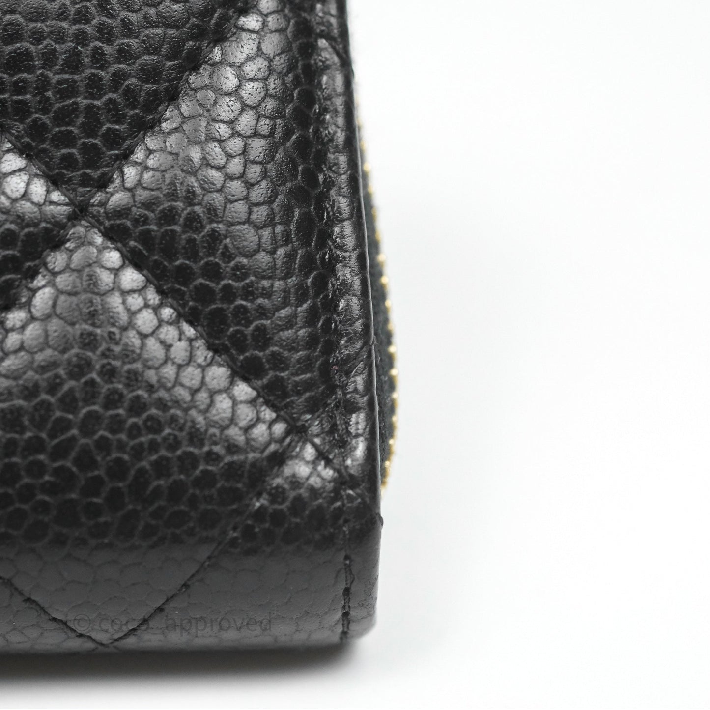 Chanel Quilted Zip Card Holder Black Caviar Gold Hardware