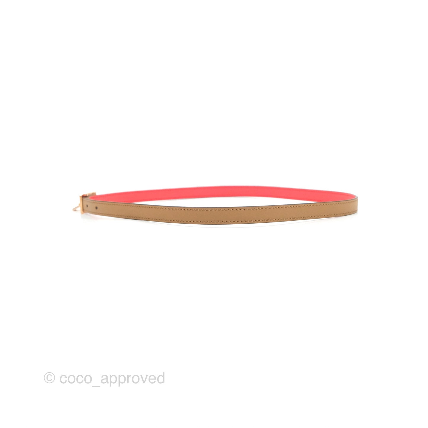 Hermès Lucky 15 Reversible Belt Chaï / Rose Jaipur Rose Gold Hardware Size 75