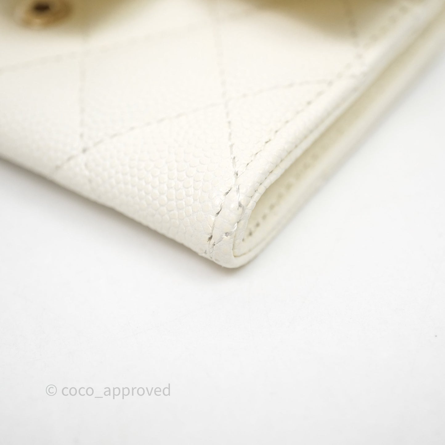 Chanel Quilted Classic Flap Card Holder White Caviar Gold Hardware