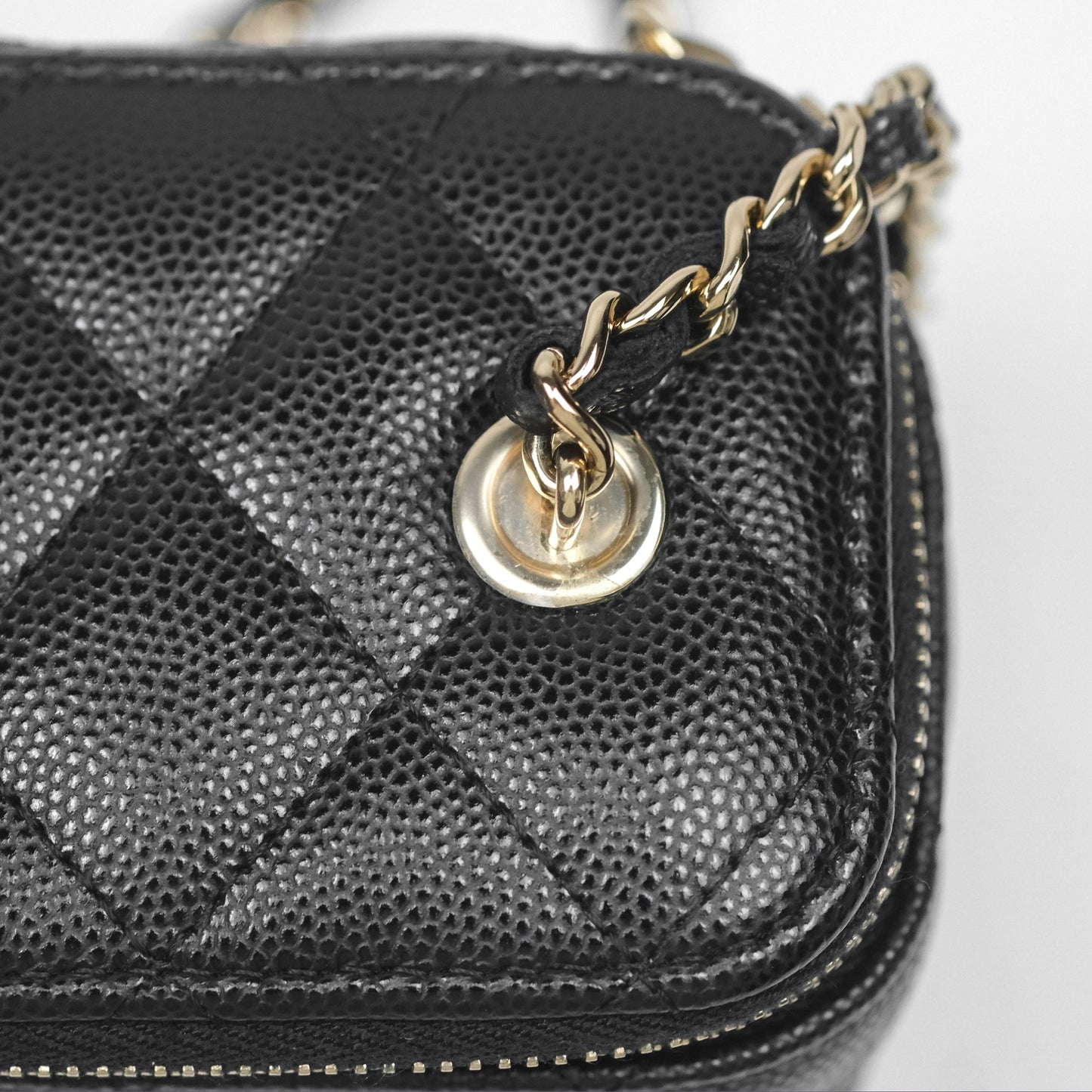 Chanel Mini Vanity With Chain Black Caviar Gold Hardware