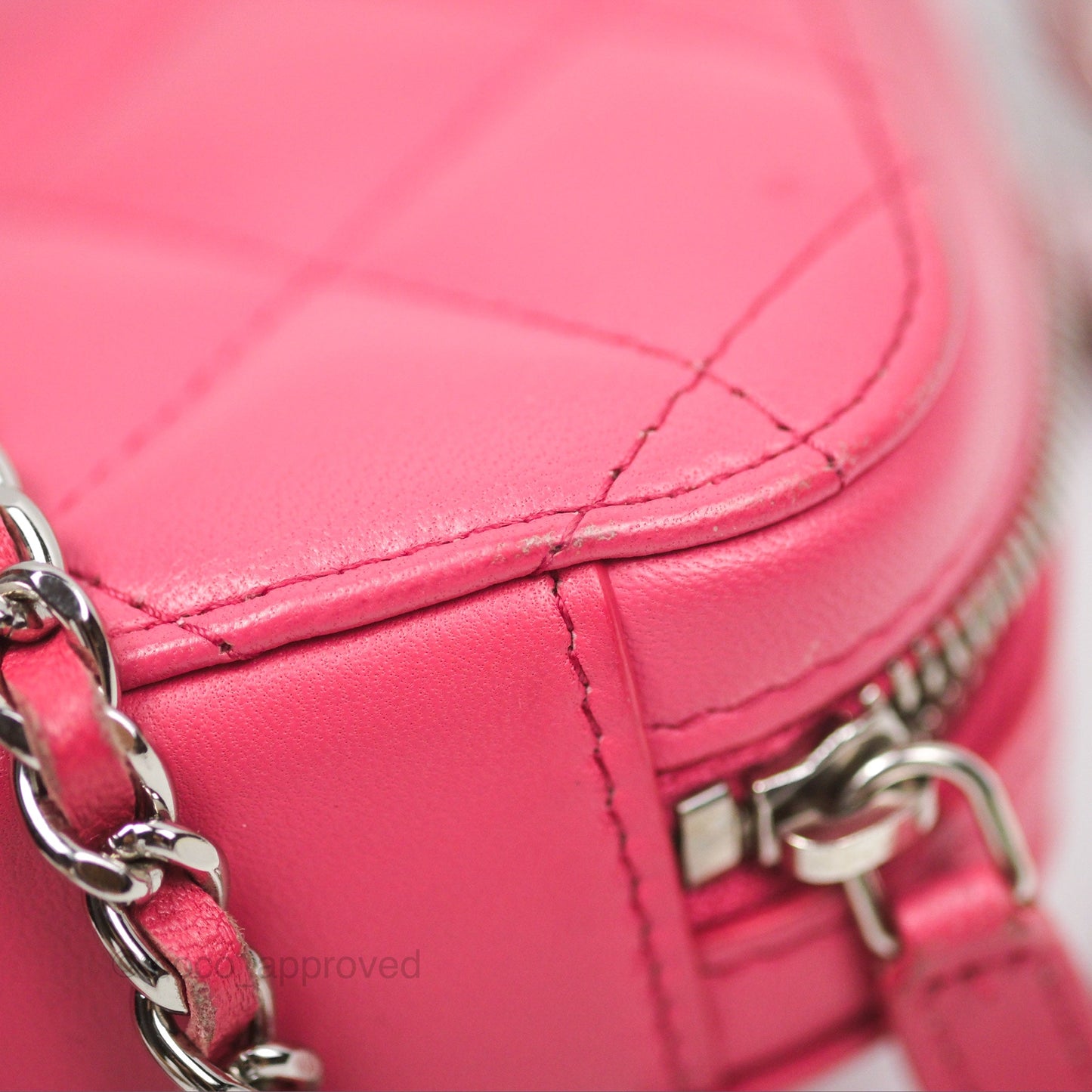 Chanel Quilted Phone Holder Pink Lambskin Silver Hardware