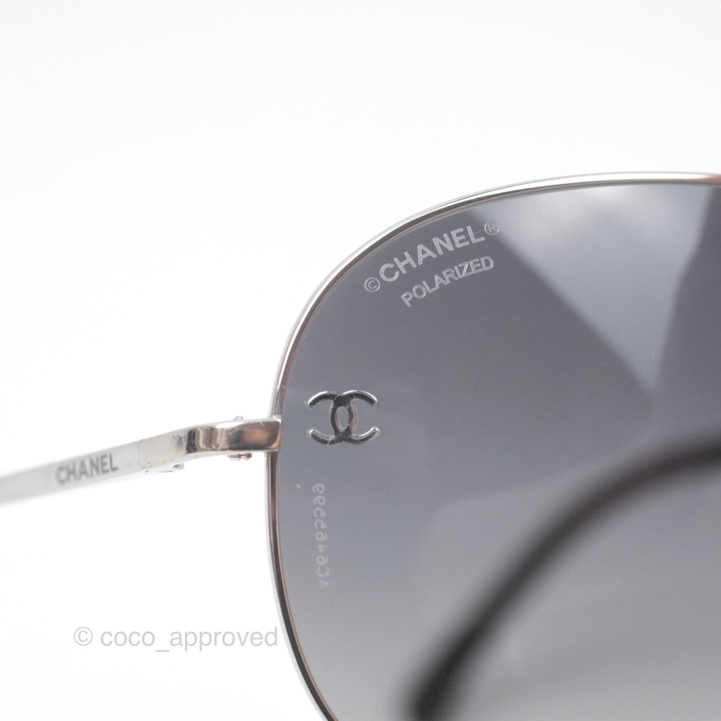 Chanel 4189 Pilot Sunglasses in Titanium and Calfskin Grey Lense