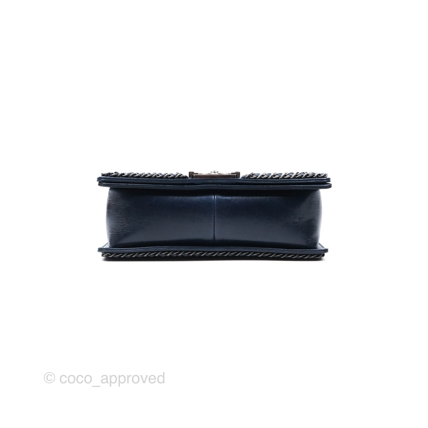 Chanel Medium Chain Edge Boy Quilted Navy Aged Glazed Calfskin Ruthenium Hardware