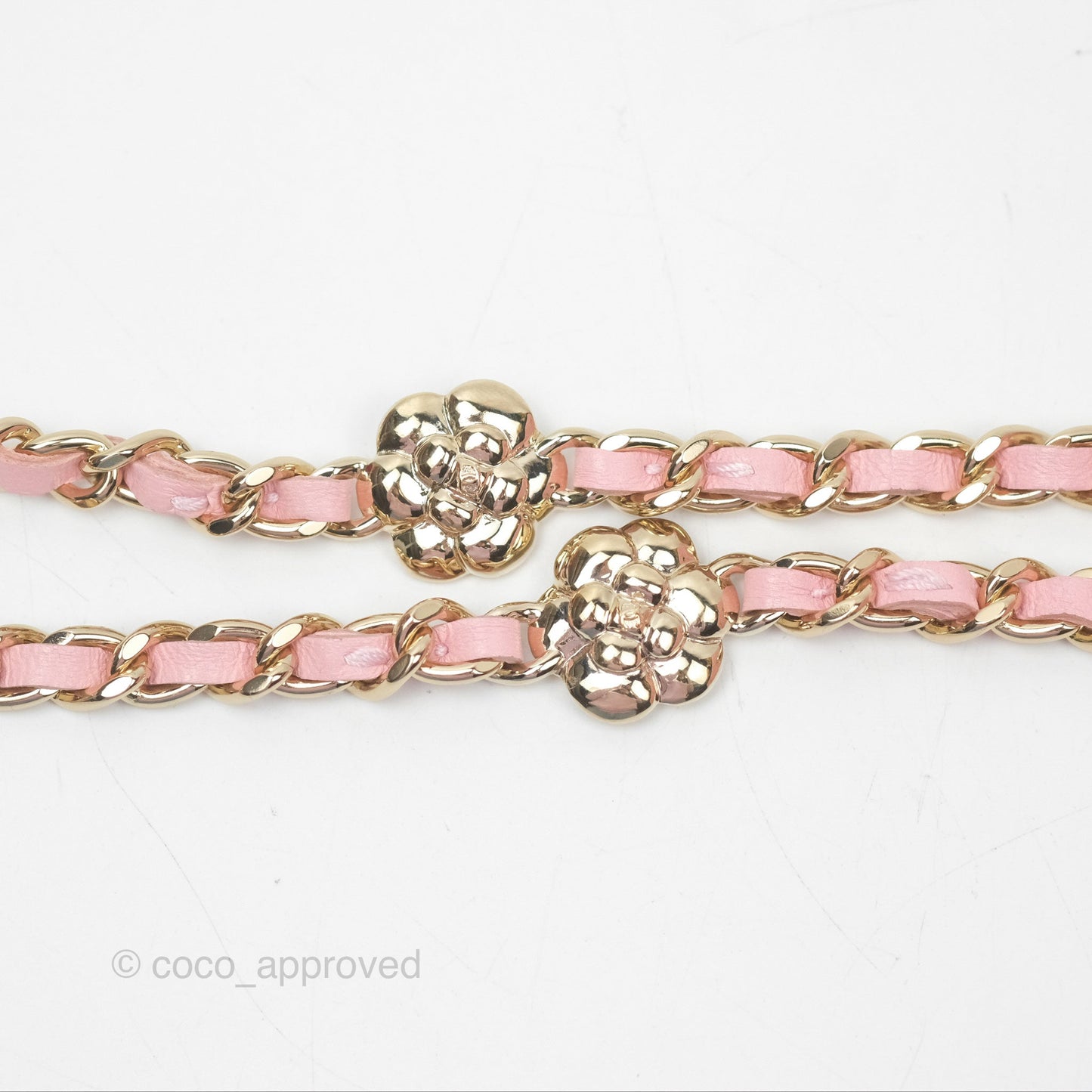 Chanel Vanity with Chain Camellia Embossed Pink Lambskin Gold Hardware
