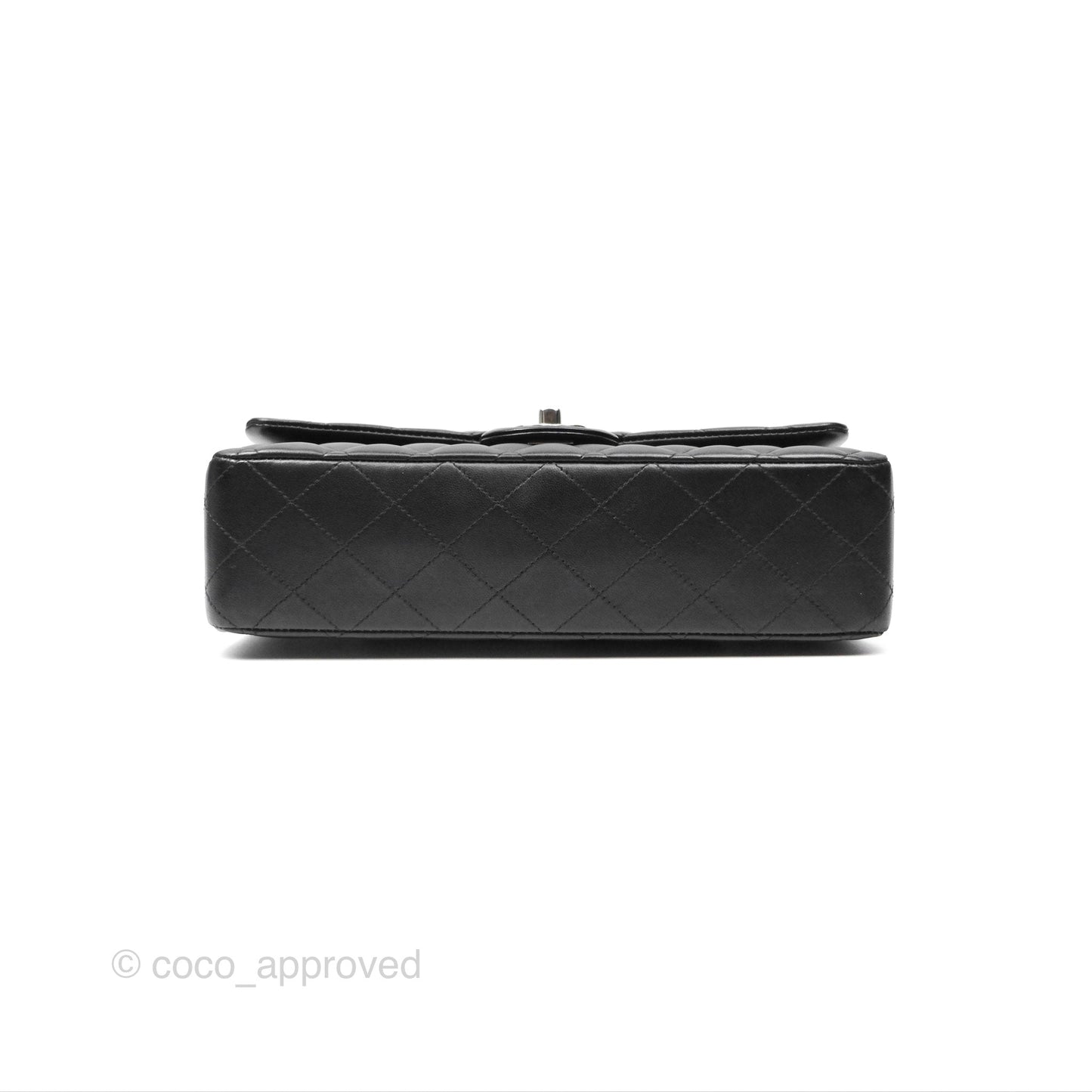 Chanel M/L Medium Classic Flap Quilted Black Lambskin Silver Hardware