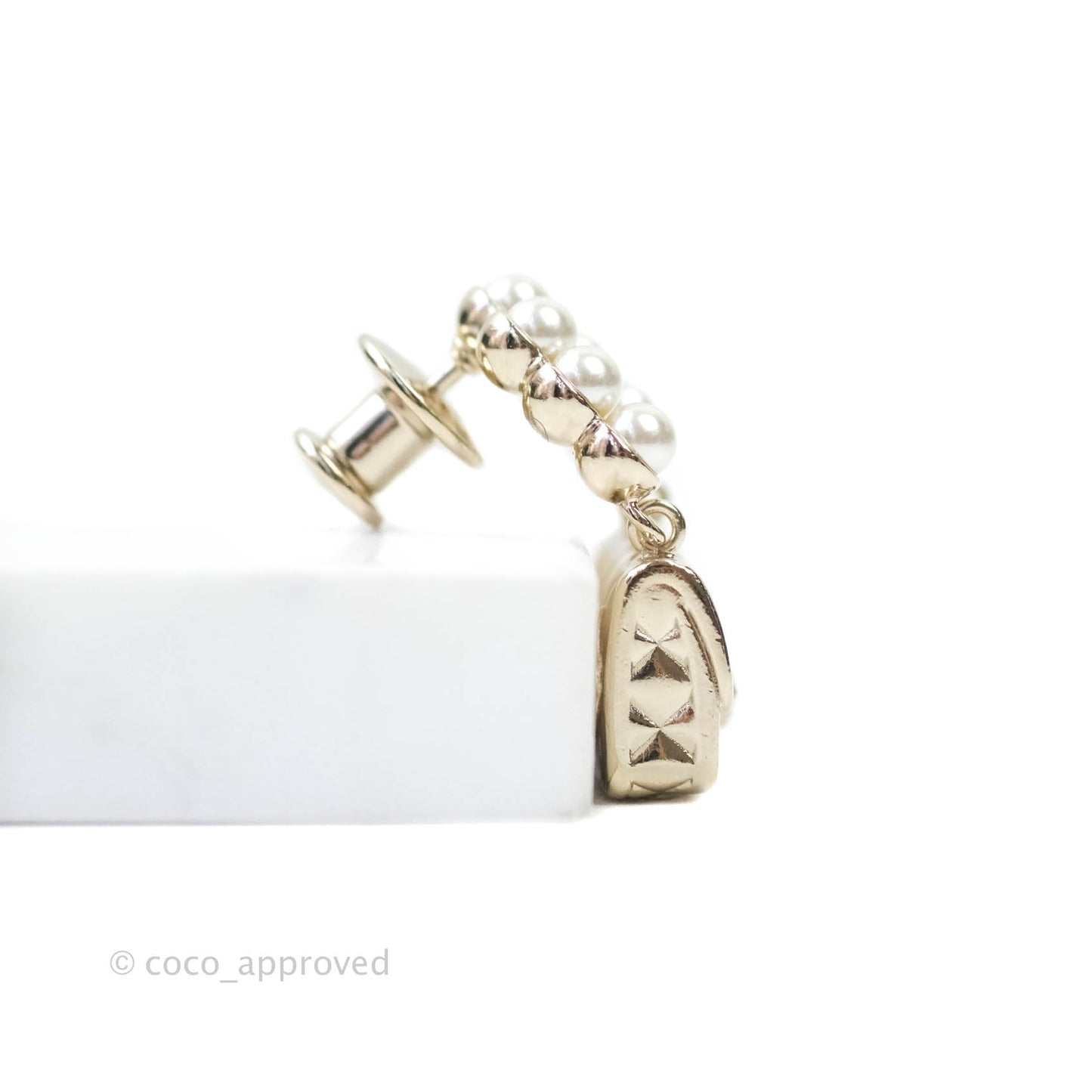 Chanel Flap Bag Pearl Brooch Gold Tone 21S