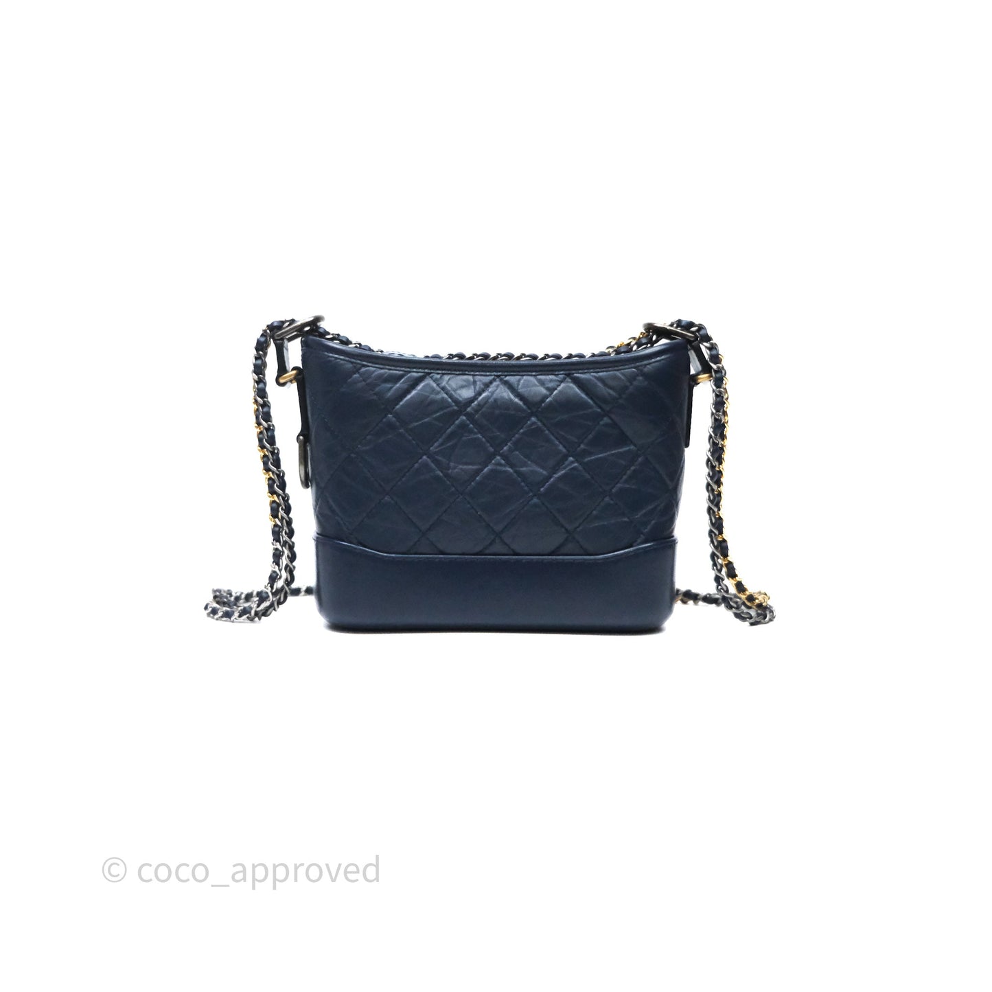 Chanel Quilted Small Gabrielle Hobo Navy Aged Calfskin Mixed Hardware