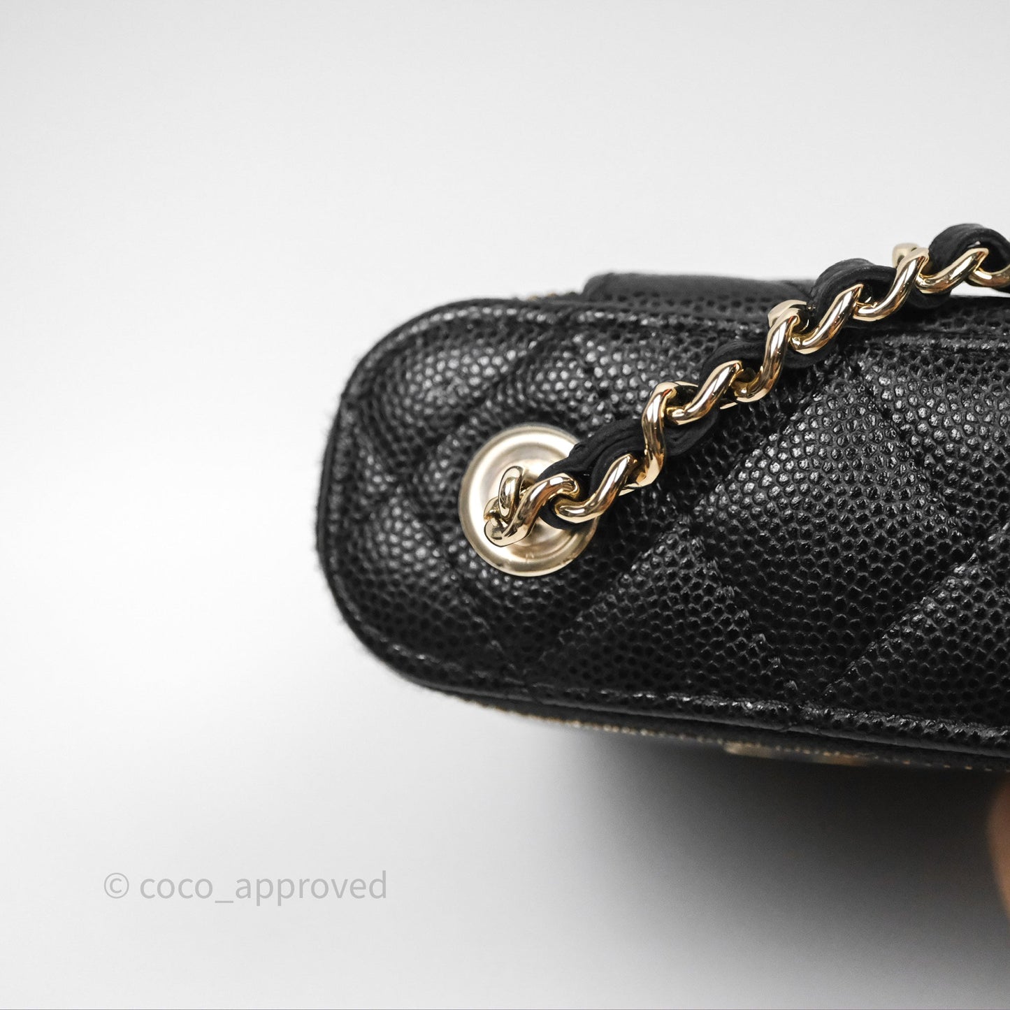 Chanel Classic Mini Vanity With Chain Black Caviar Gold Hardware